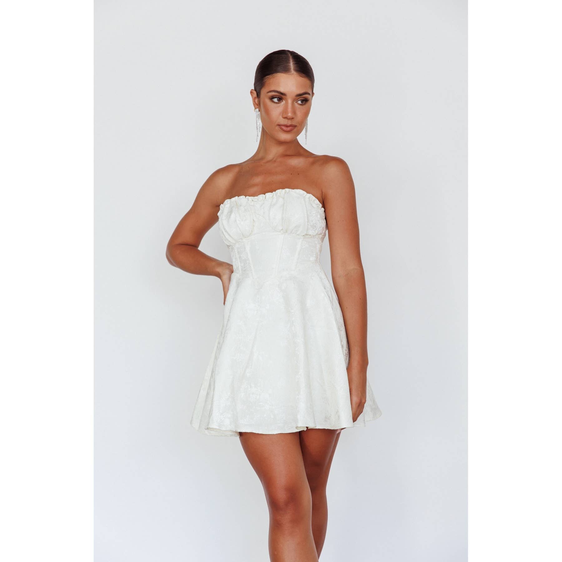mini frill dress FRILL CORSET STYLE MINI DRESS M / IVORY