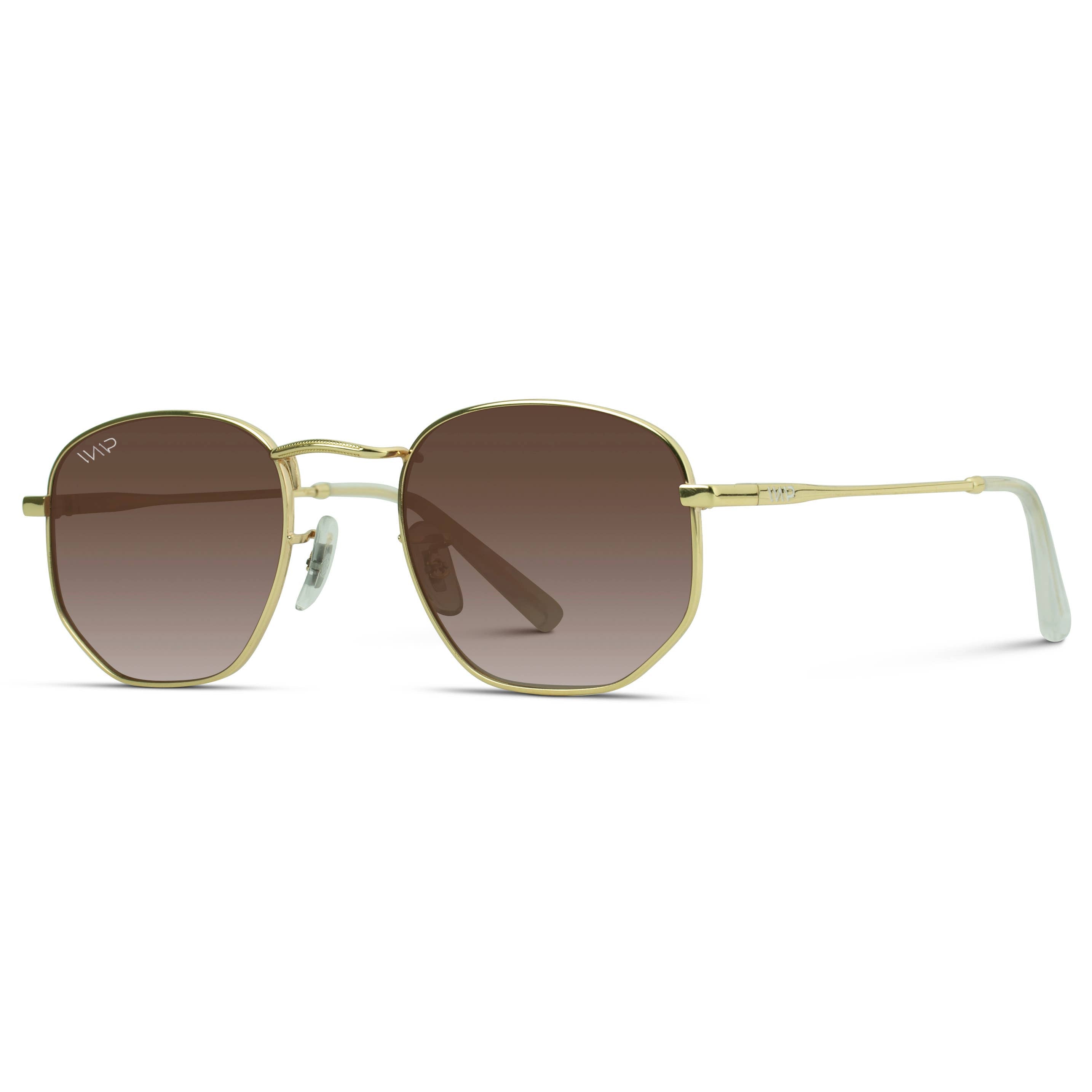 Bexley - Geometric Retro Round Polarized Hexagonal Sunglasse