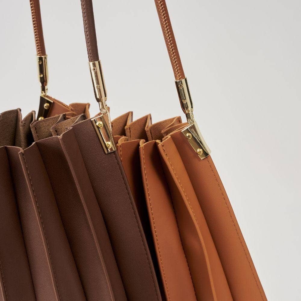 Carrie Chocolate Pleated Vegan Shoulder