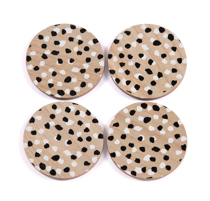 SET OF 4 SPOTS COASTERS, BLACK
