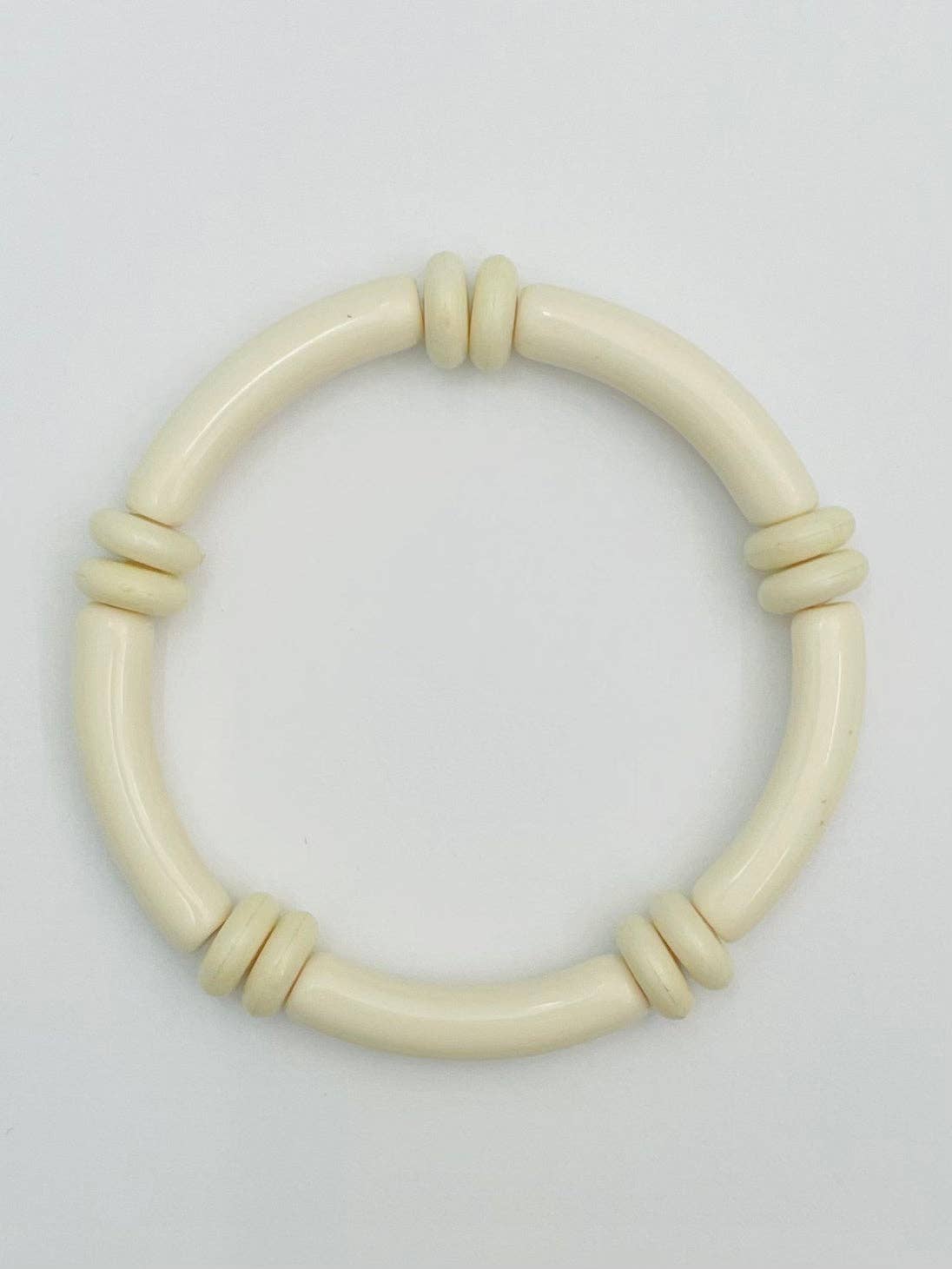 Bracelet - Skinny Tube Bracelet Set w/beads (ecru) BBR251