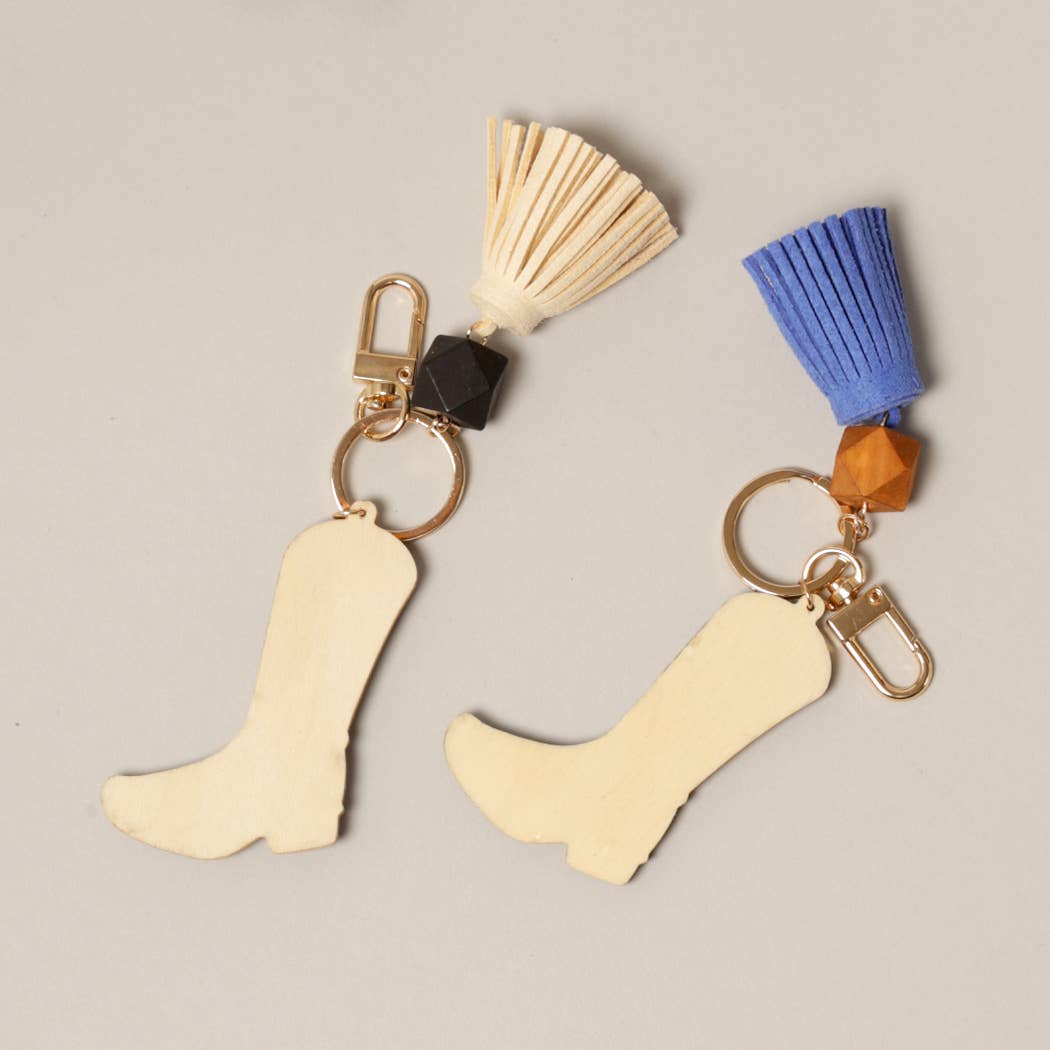 Cowboy Cowgirl Boot Keychain w/ Tassel