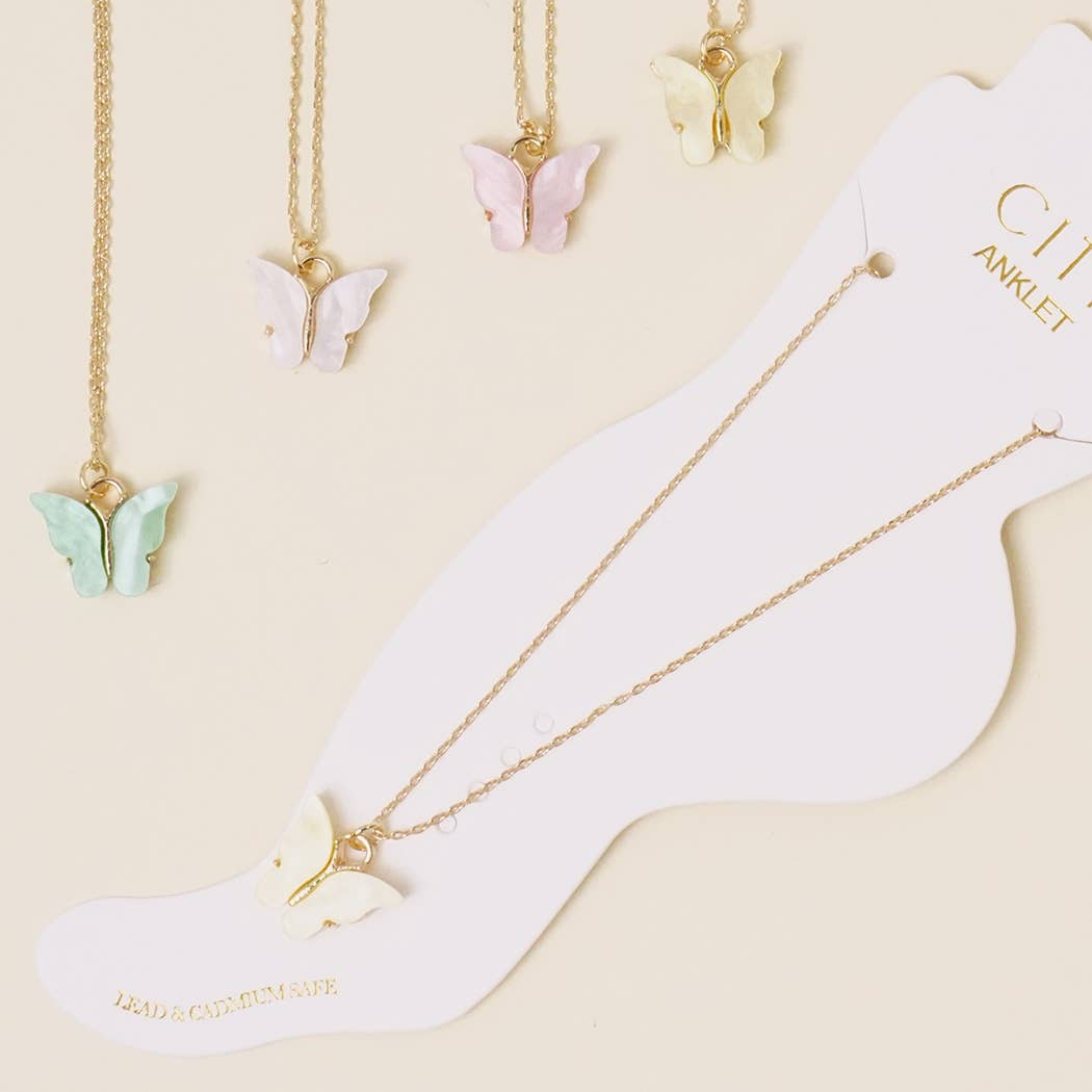 Gold-Tone Anklet With Butterfly Charm