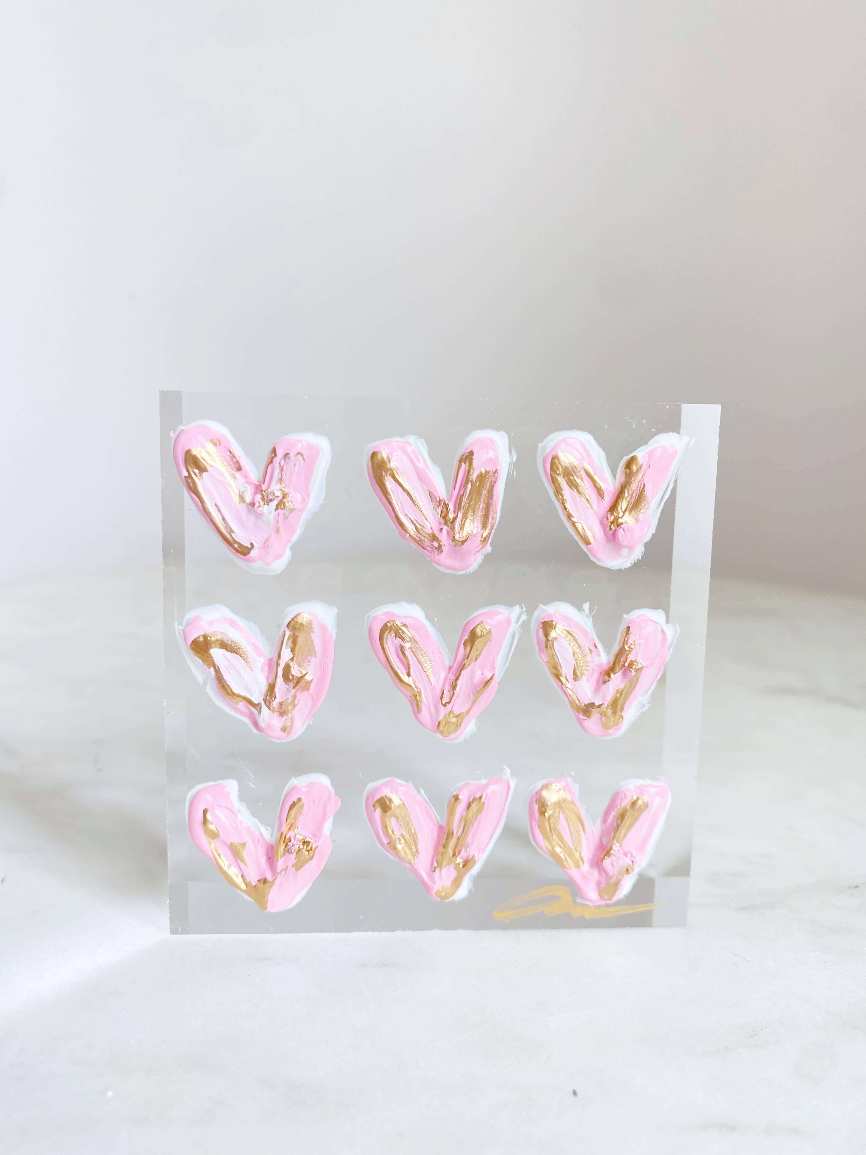 Hearts on Acrylic Block
