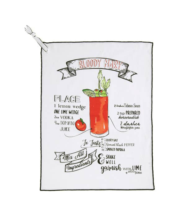 "BLOODY MARY" TEA TOWEL, WHITE