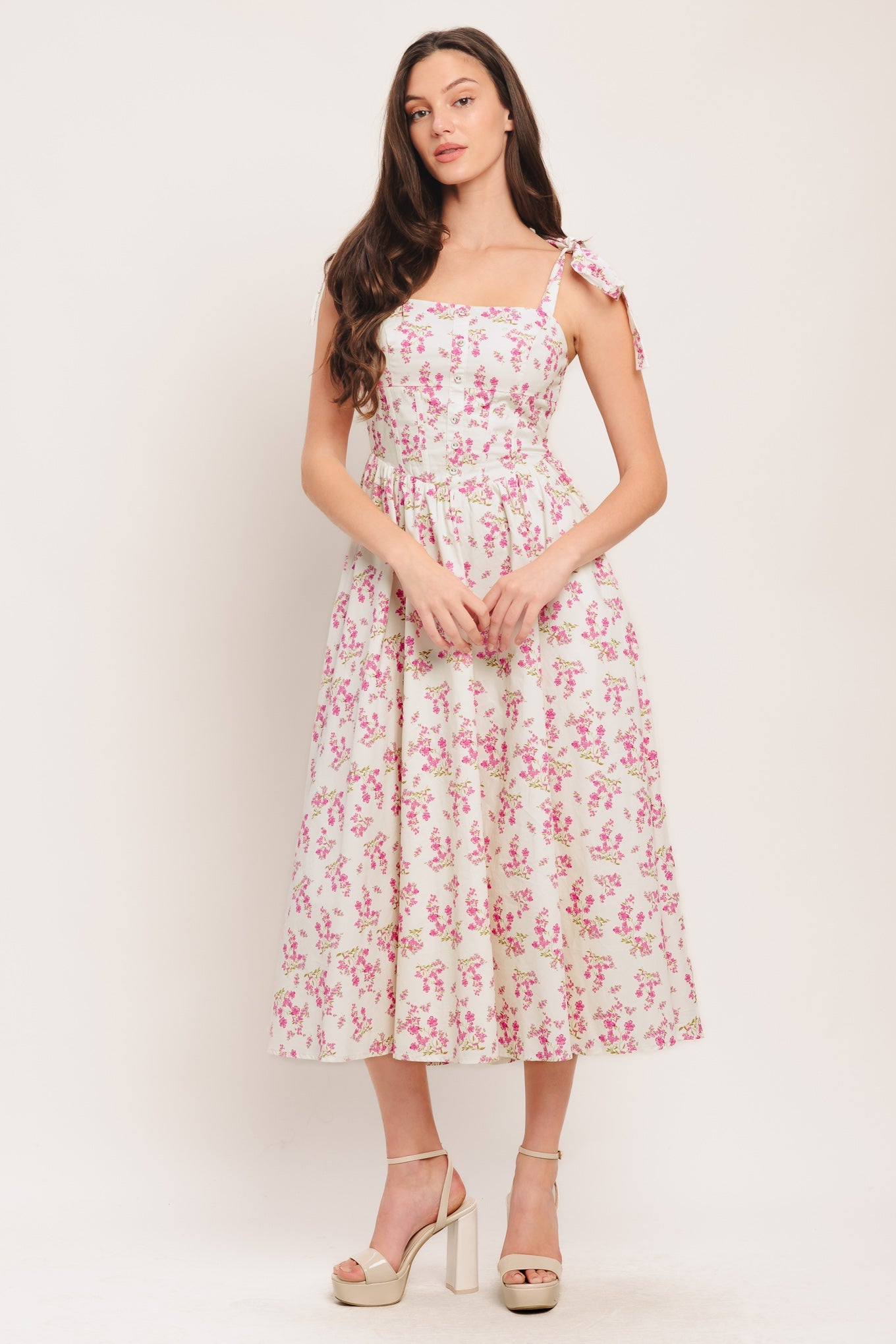 PETALS & PROMISES WOVEN MIDI DRESS