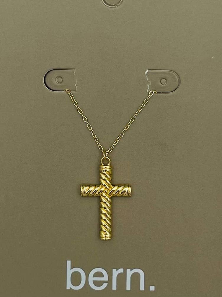 GOLDEN - Twisted Cross Necklace (gold) BNK227