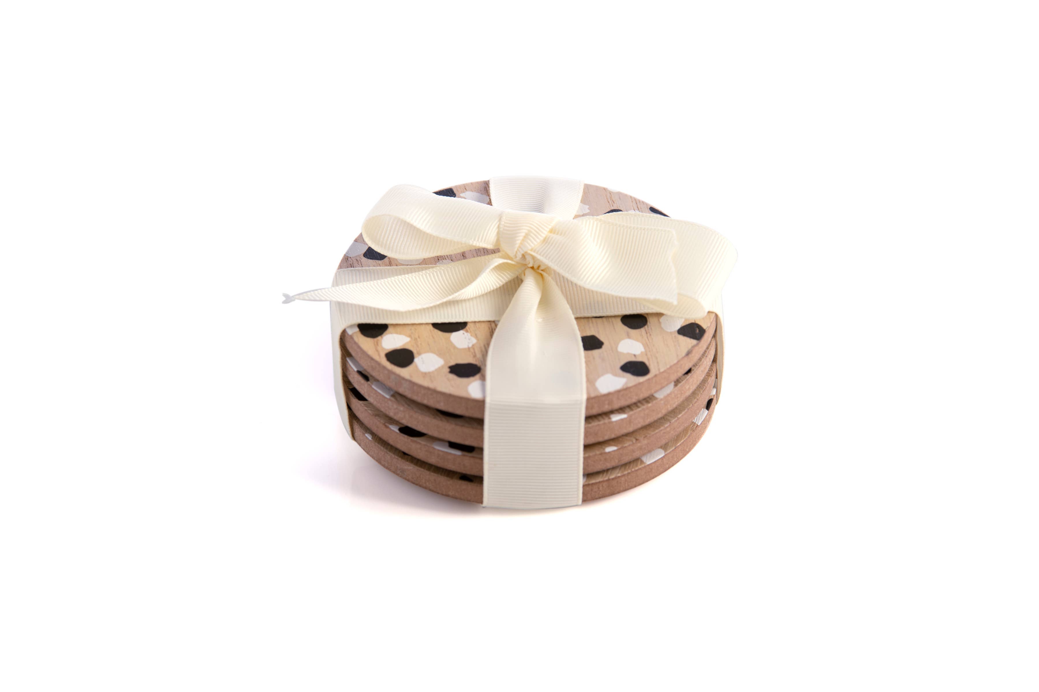 SET OF 4 SPOTS COASTERS, BLACK
