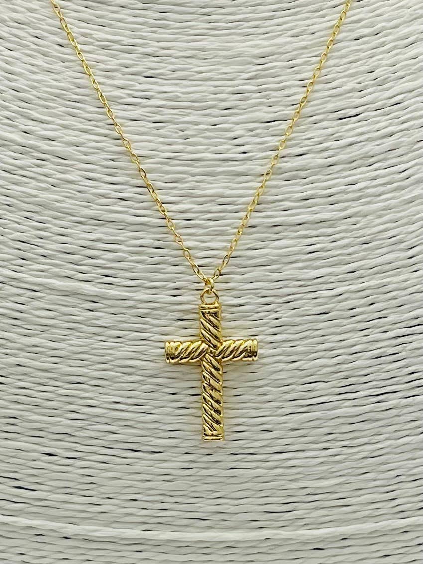 GOLDEN - Twisted Cross Necklace (gold) BNK227