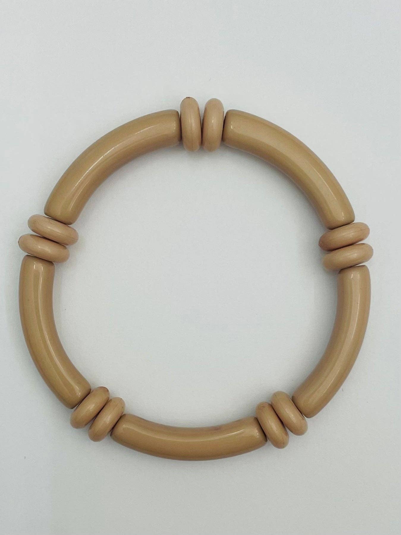 Bracelet - Skinny Tube Bracelet Set w/beads (beige) BBR250