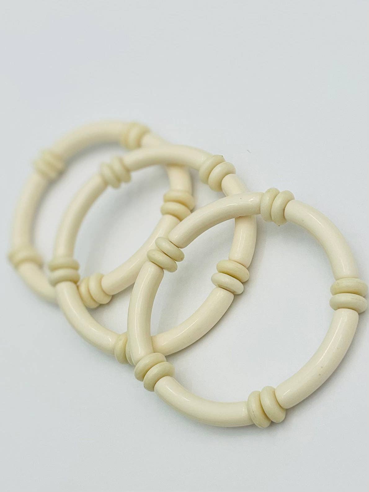 Bracelet - Skinny Tube Bracelet Set w/beads (ecru) BBR251