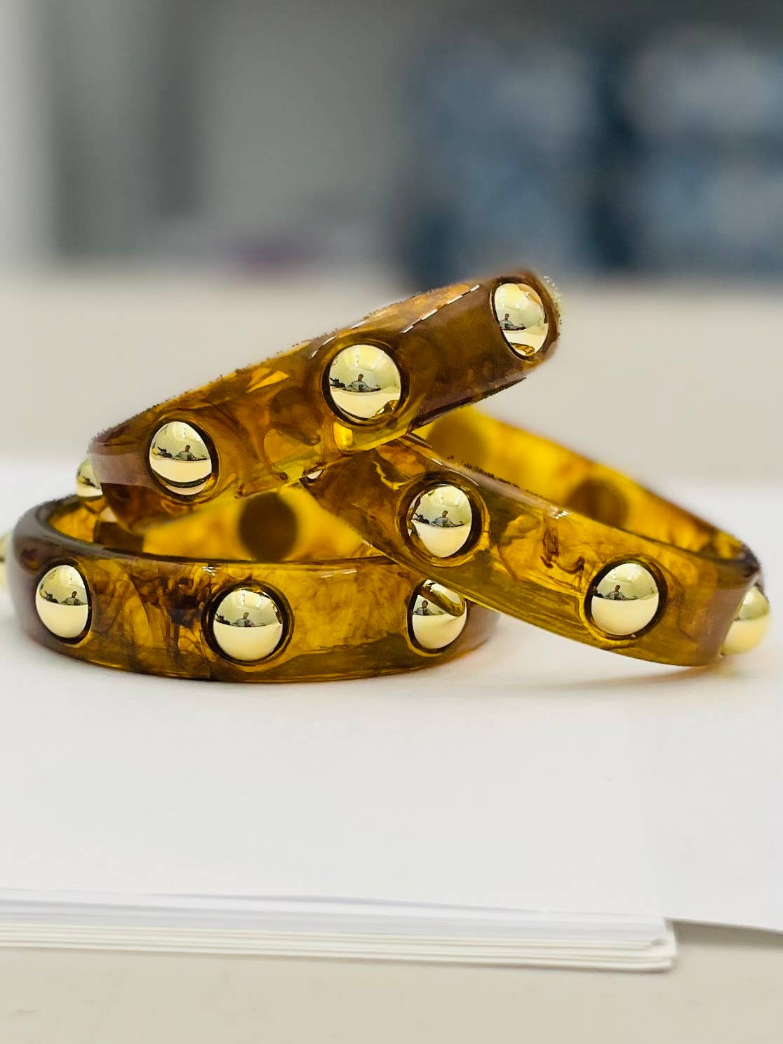 CHIC - Acrylic Bangle w/Large Gold Stud