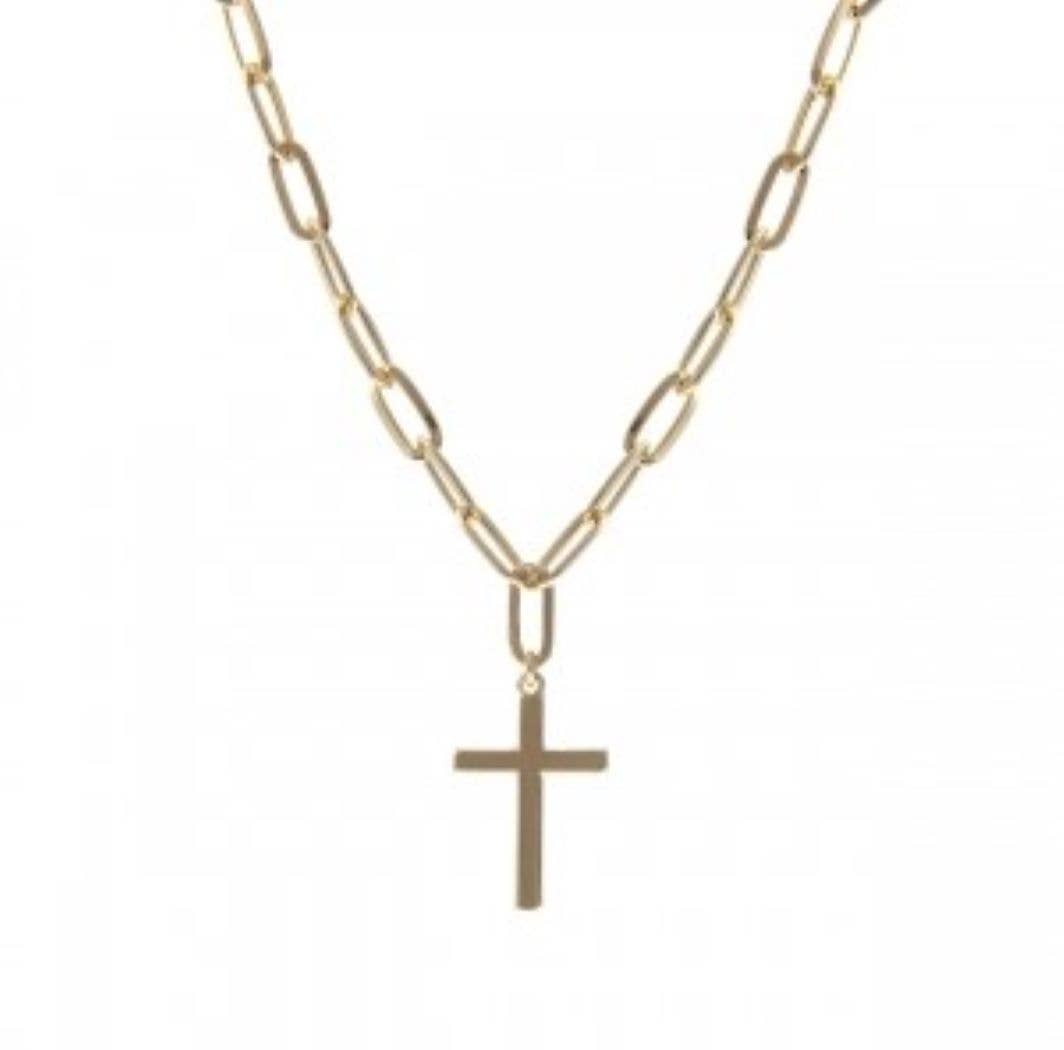 GOLDEN - Cross Charm Pendant Necklace in Gold