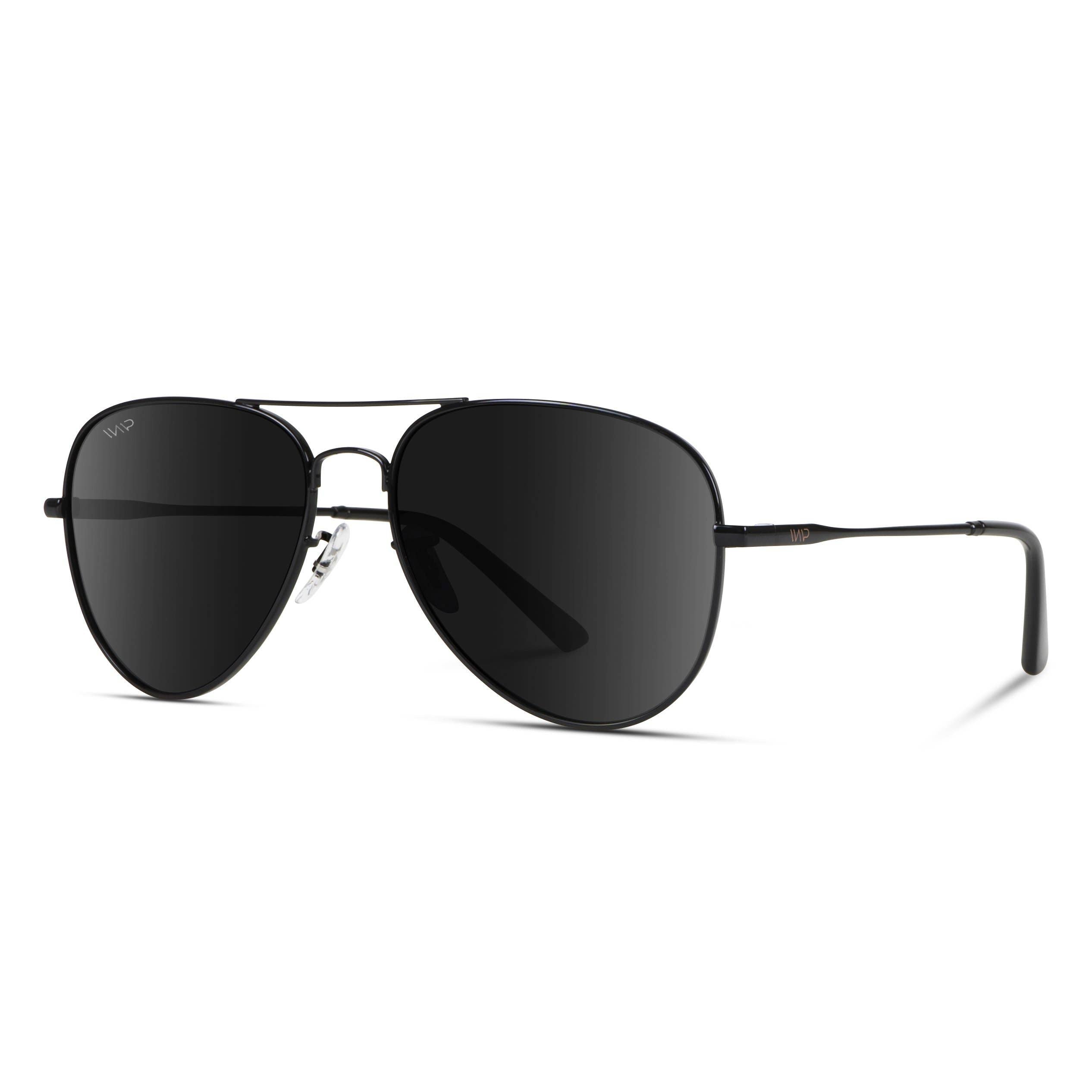 Maxwell - Full Black Polarized Classic Metal Frame Aviator Sunglasses
