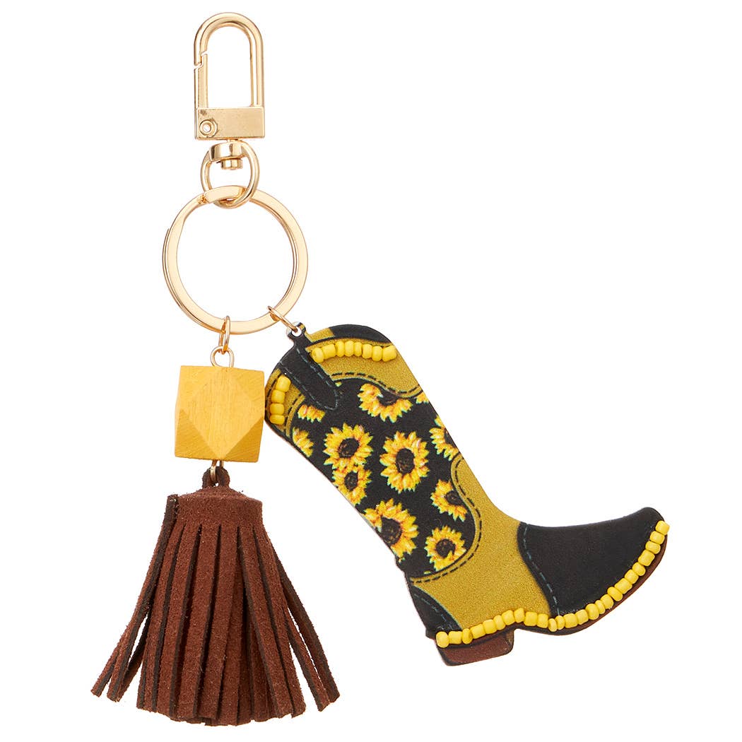 Cowboy Cowgirl Boot Keychain w/ Tassel