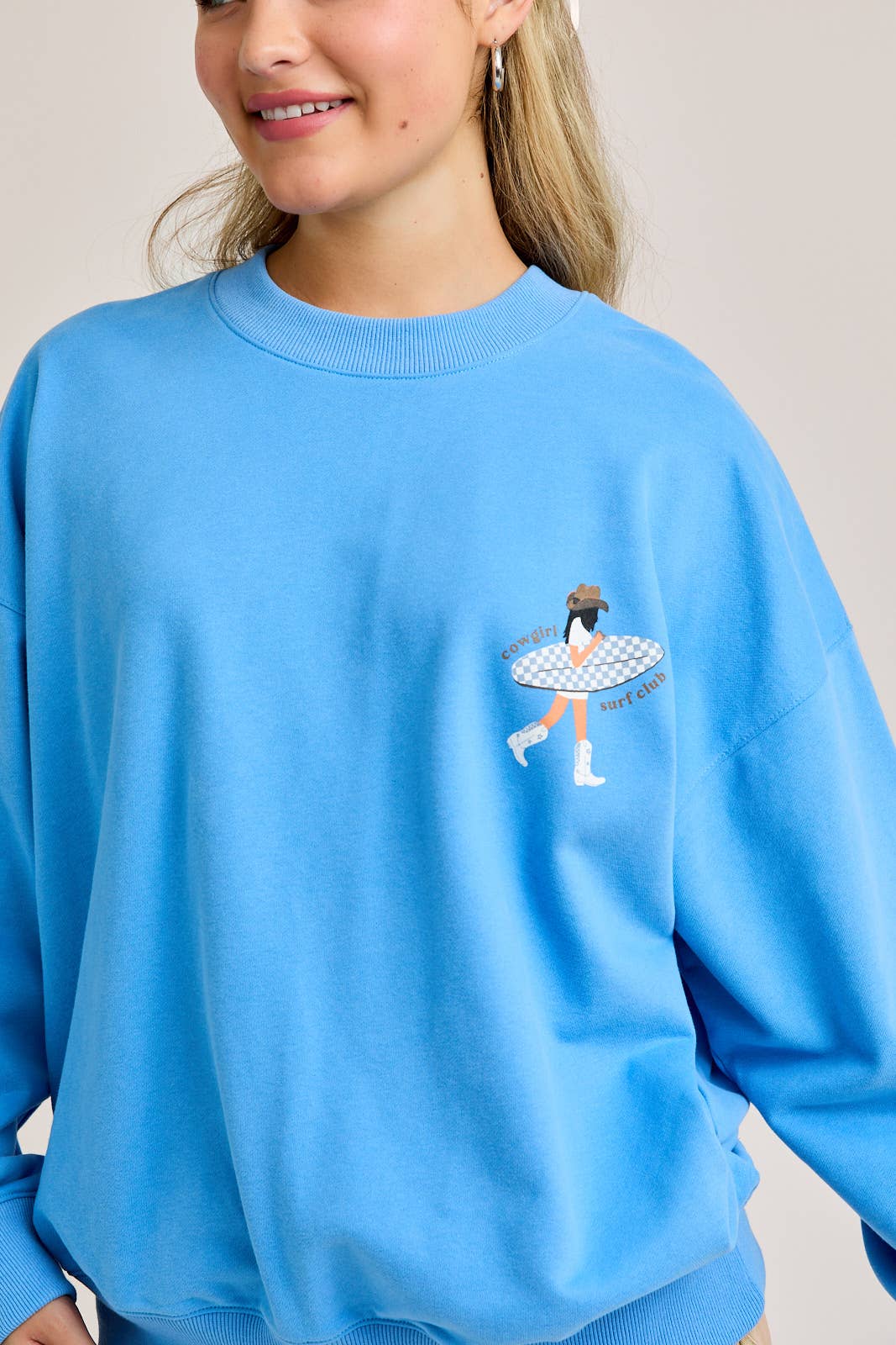 "COWGIRL SURF CLUB" Crew Neck