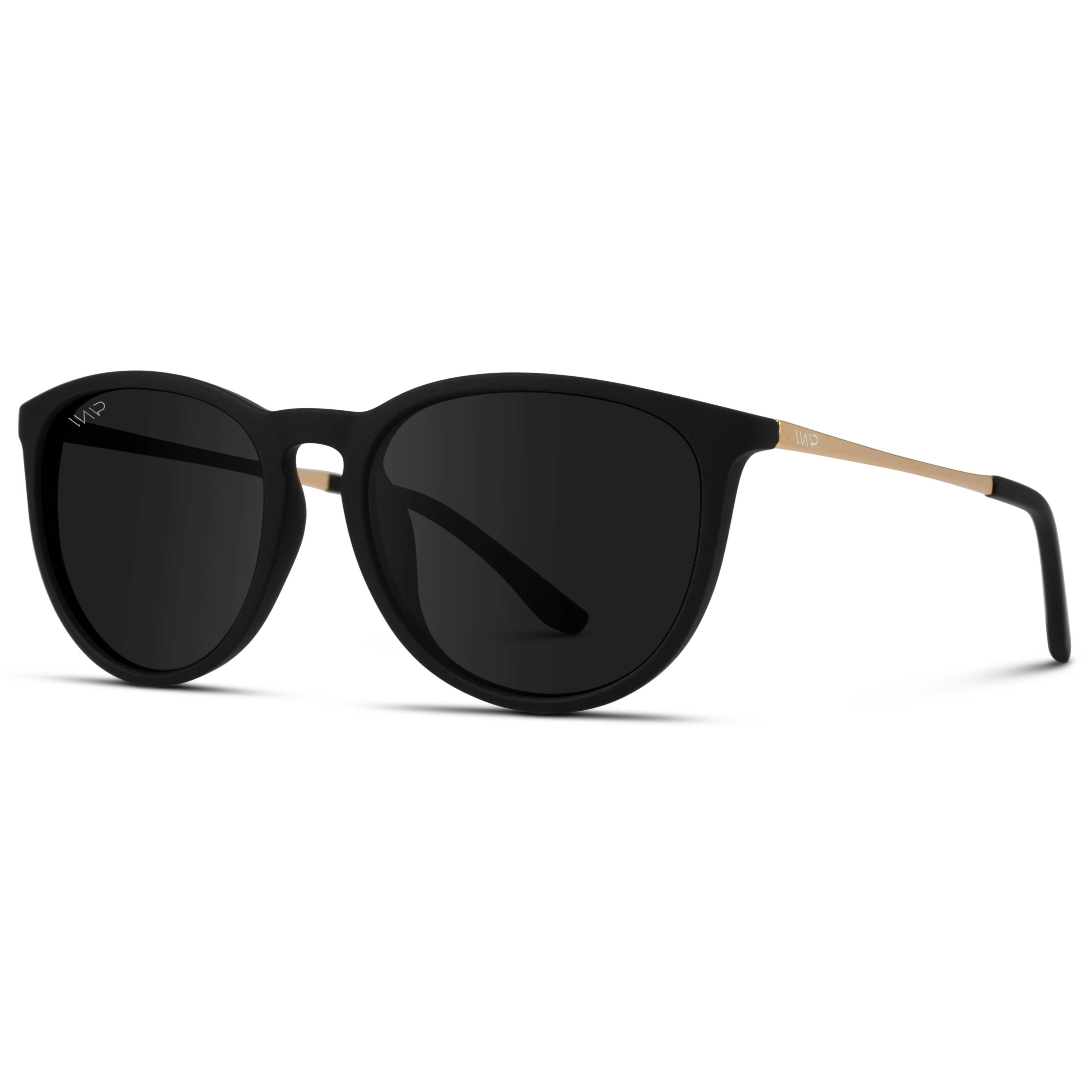 Drew Round Polarized Metal Temple Sunglasses