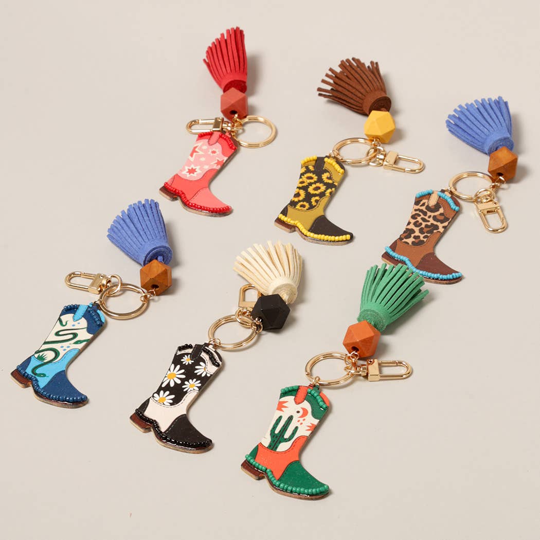 Cowboy Cowgirl Boot Keychain w/ Tassel