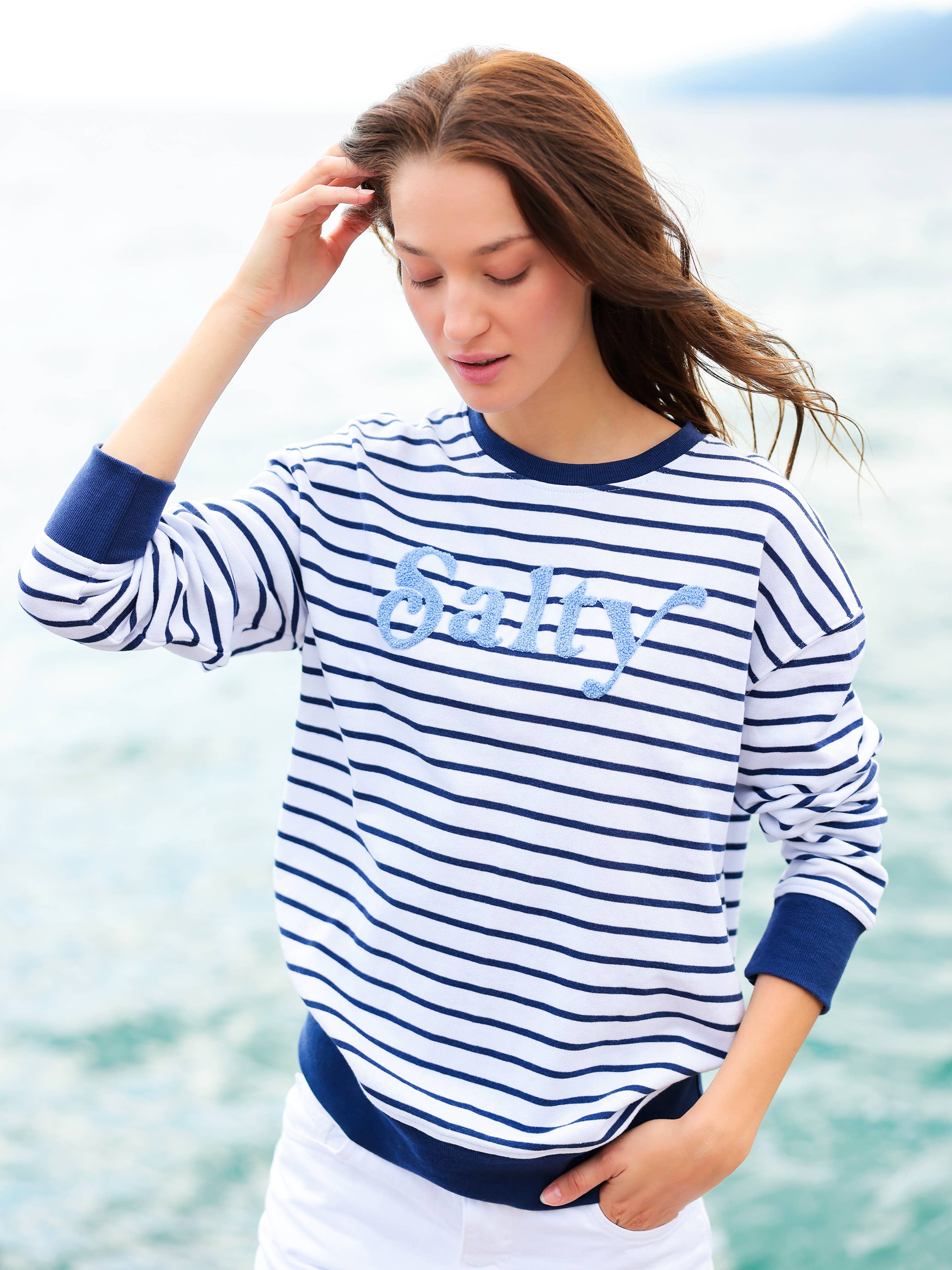 "SALTY" SWEATSHIRT,NAVY