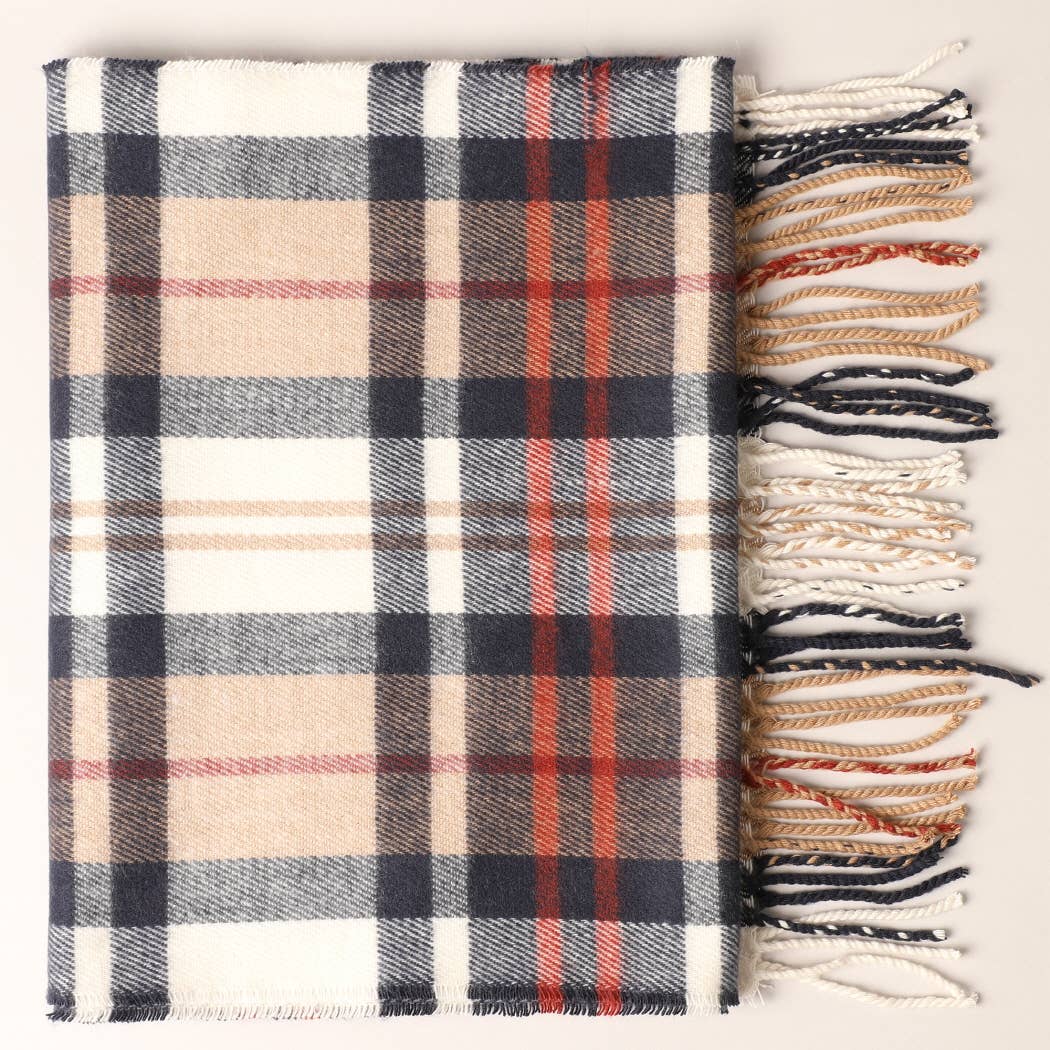 Cashmere Feel Plaid Pattern Scarf