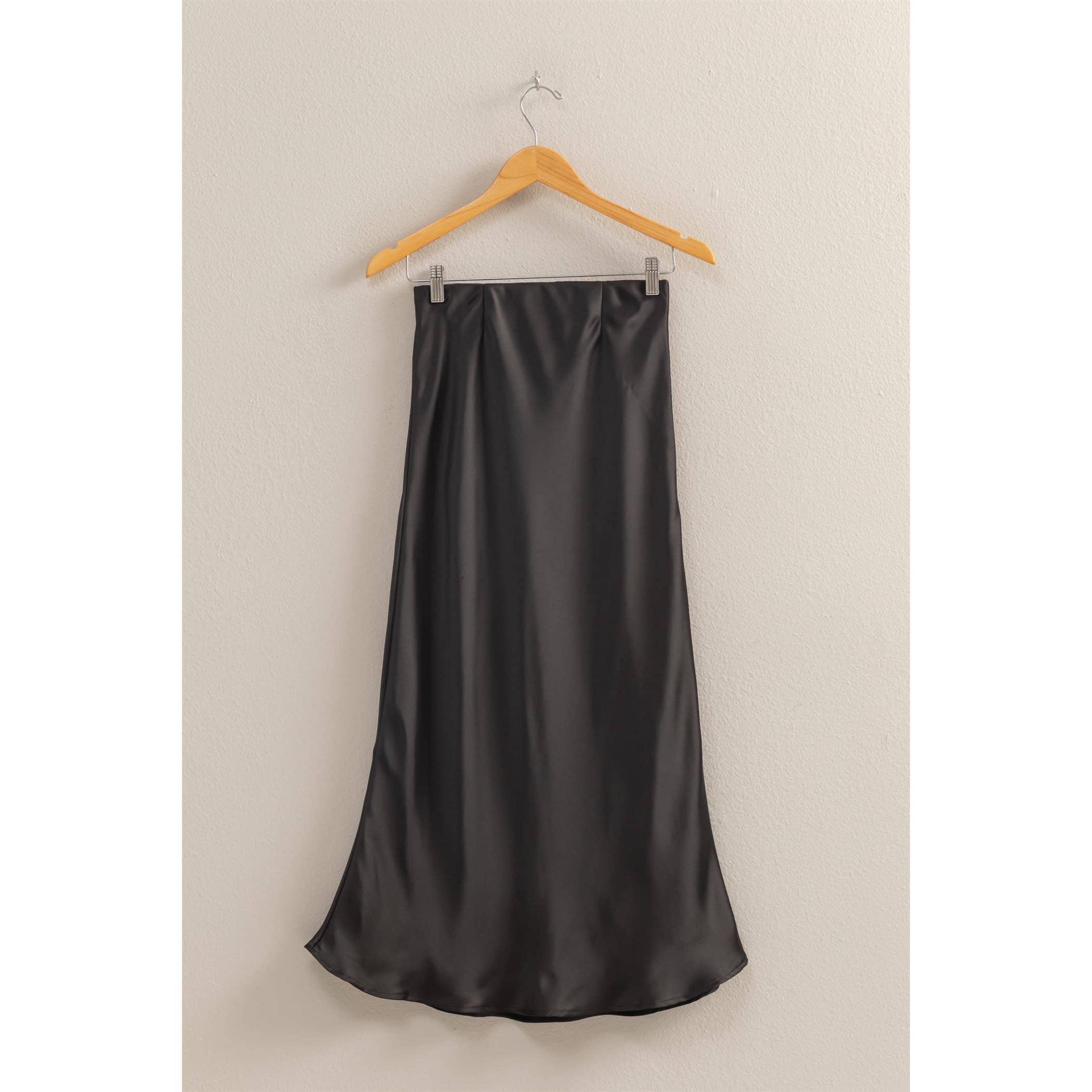 Maddie High-Waisted Satin Midi Skirt