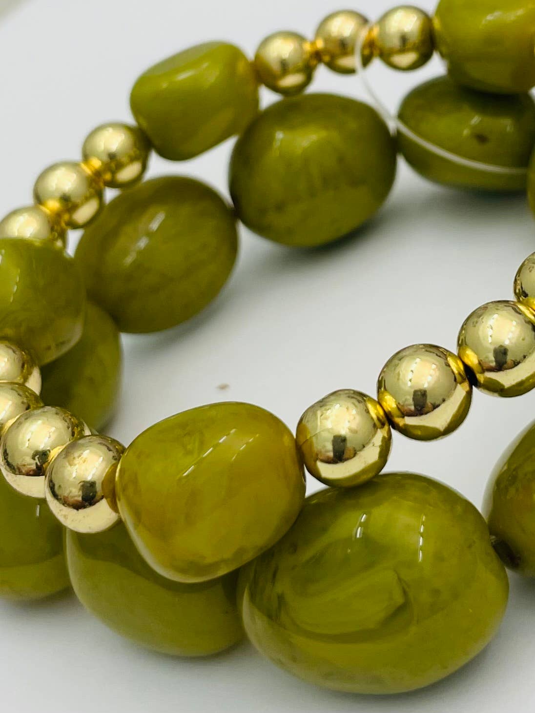 CHIC - Double Stone Stack (pistachio/gold)