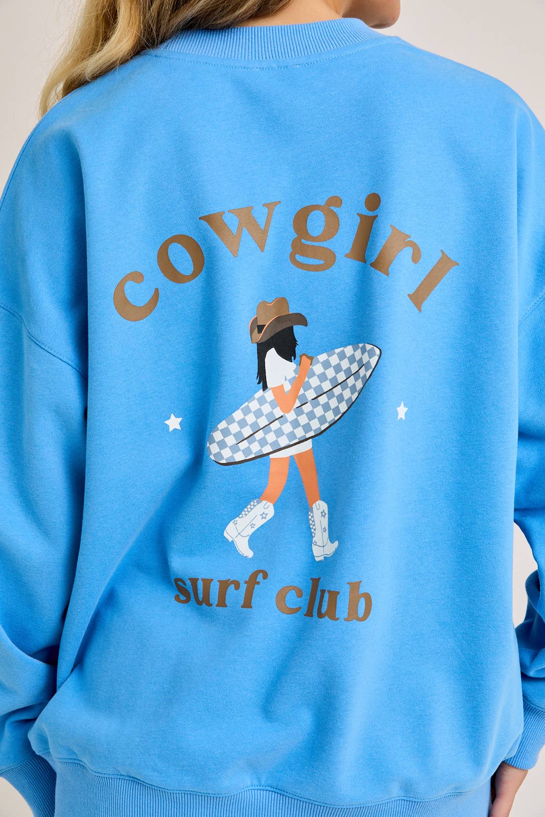 "COWGIRL SURF CLUB" Crew Neck