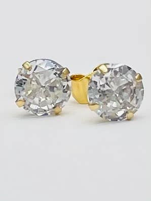 18K - 5mm CZ Stud (gold filled) ER404