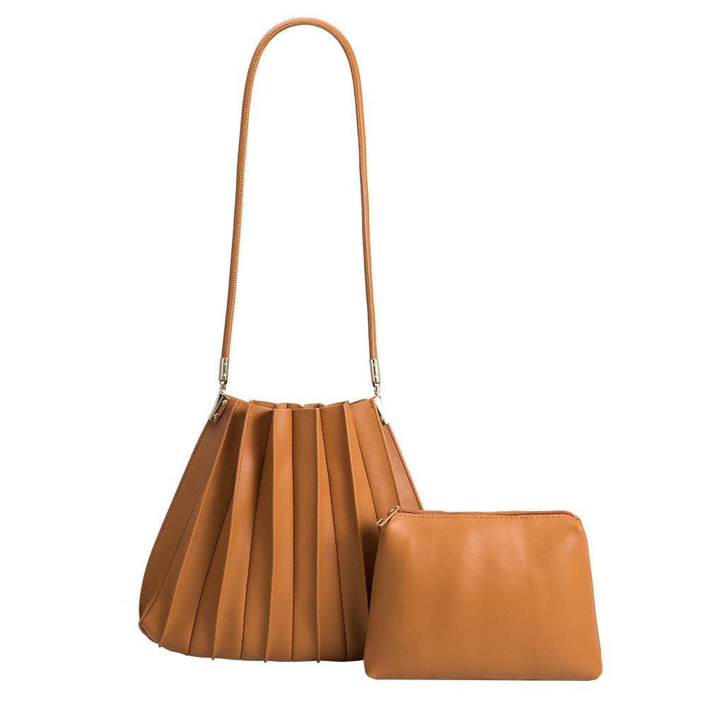 Carrie Tan Pleated Vegan Shoulder Bag