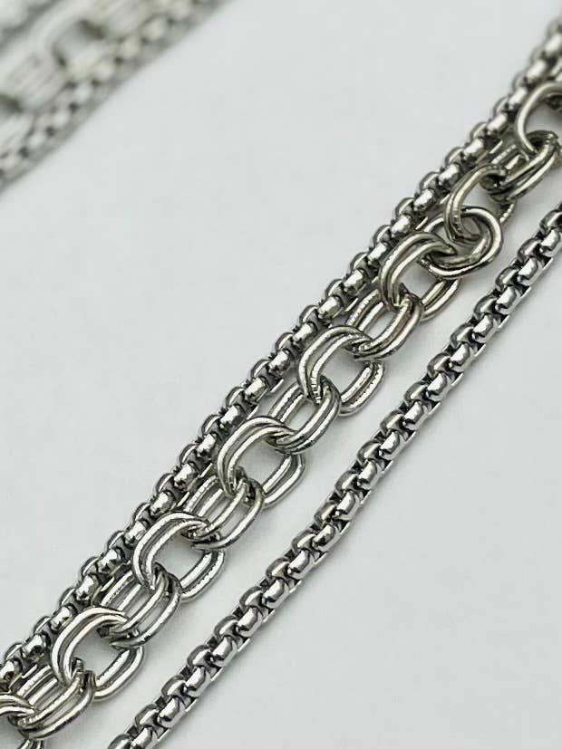 SILVER - Triple Layer Necklace (vintage silver)