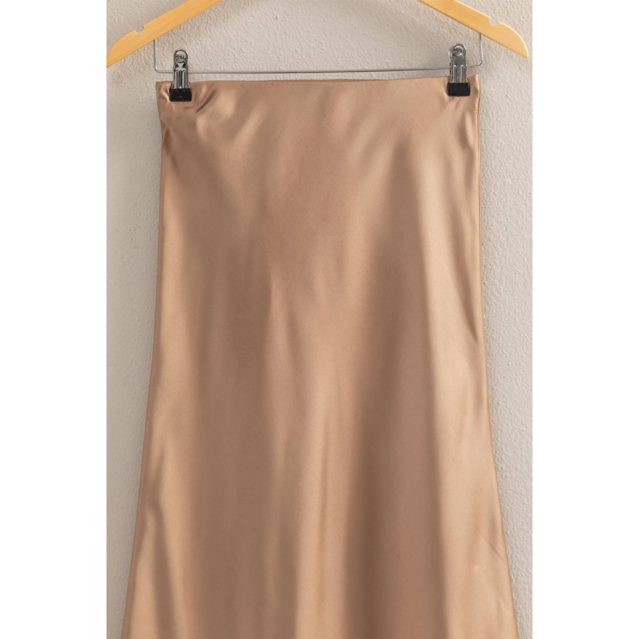 Maddie High-Waisted Satin Midi Skirt