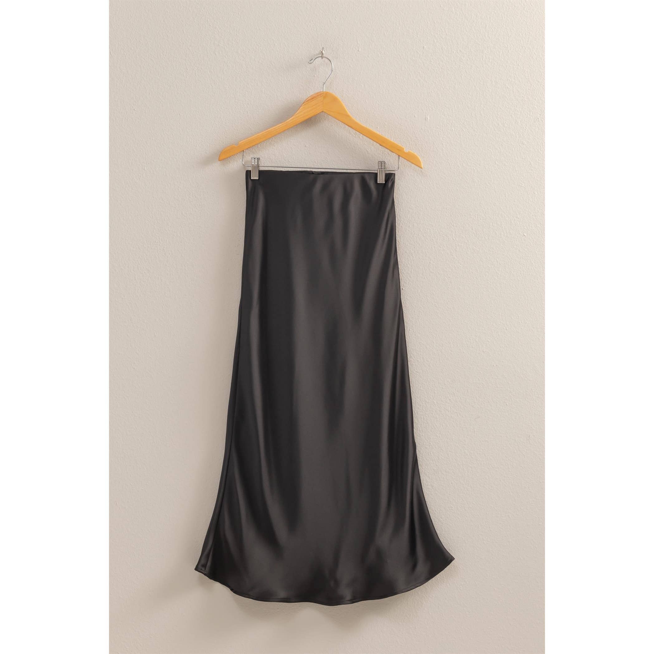 Maddie High-Waisted Satin Midi Skirt