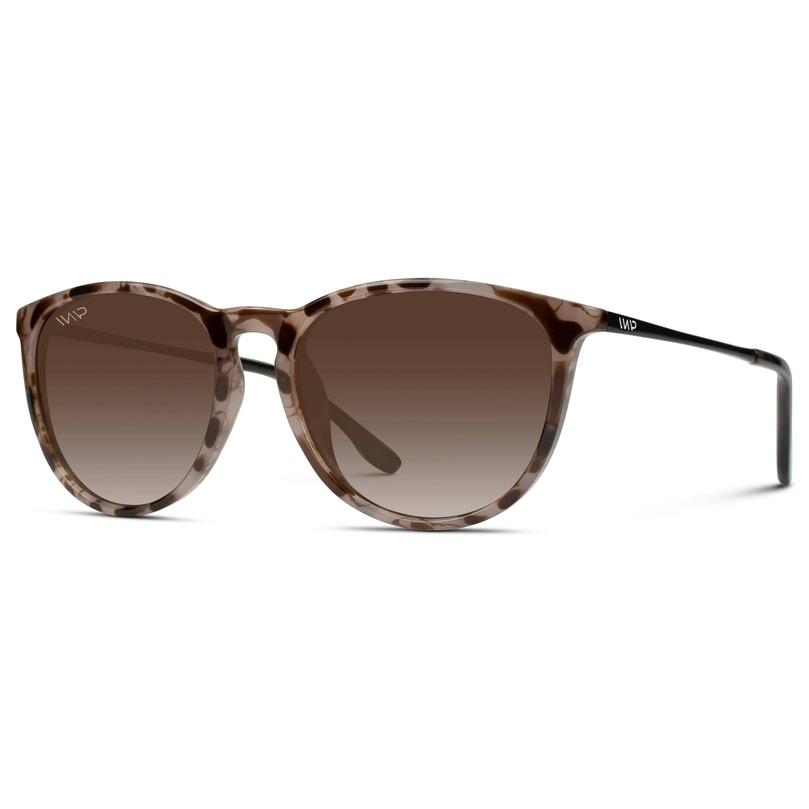 Drew Round Polarized Metal Temple Sunglasses