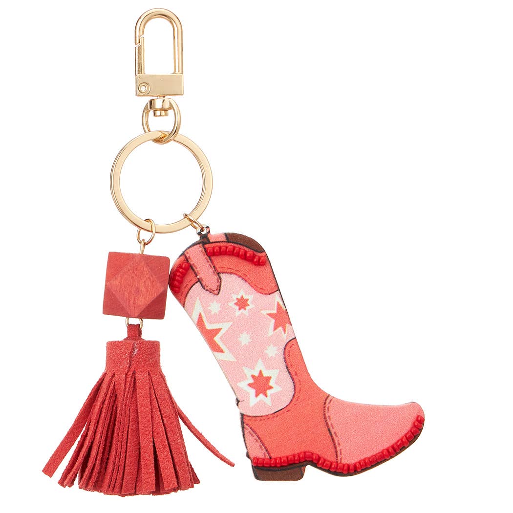 Cowboy Cowgirl Boot Keychain w/ Tassel