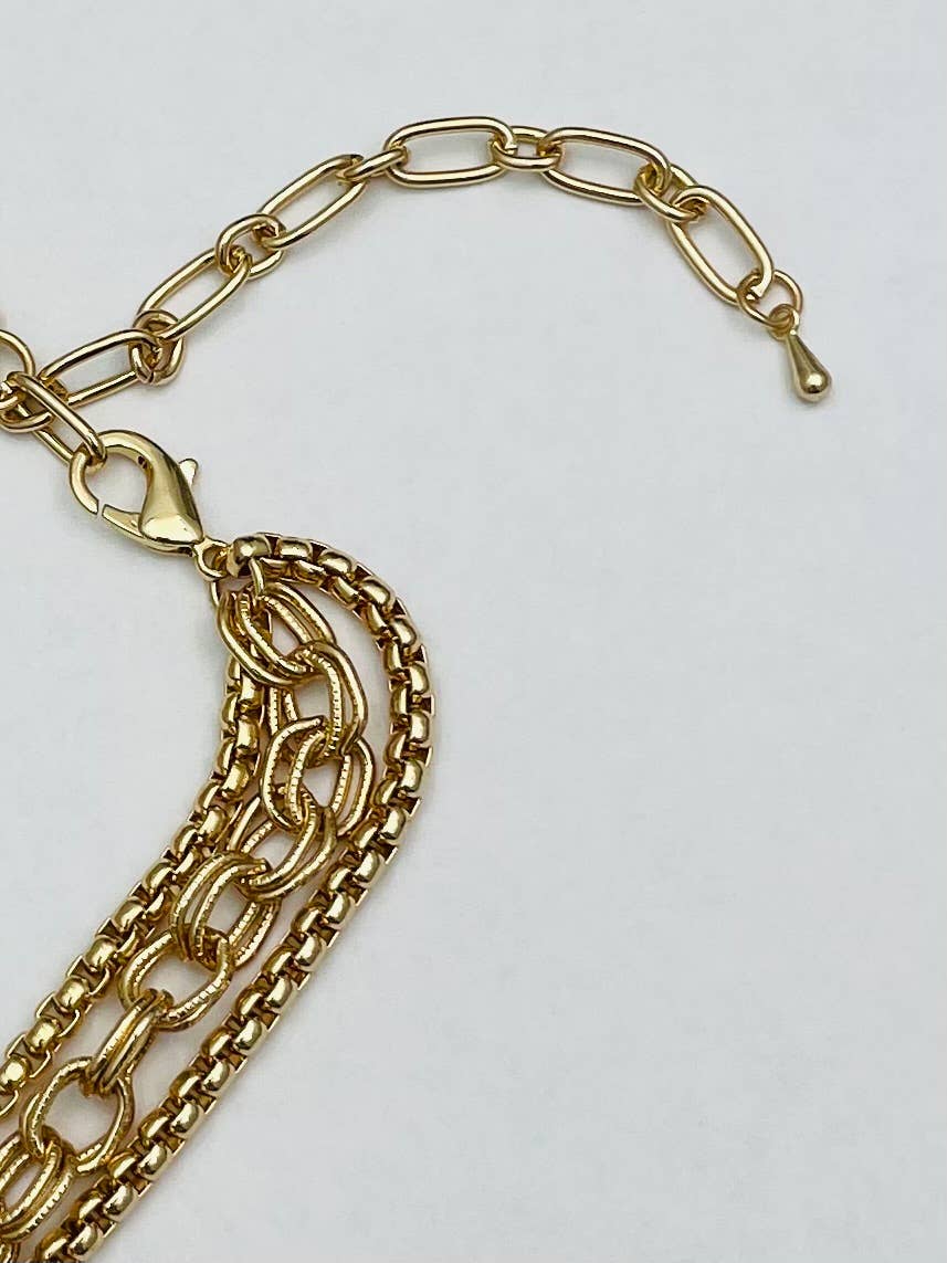 GOLDEN - Triple Layer Necklace (vintage gold)