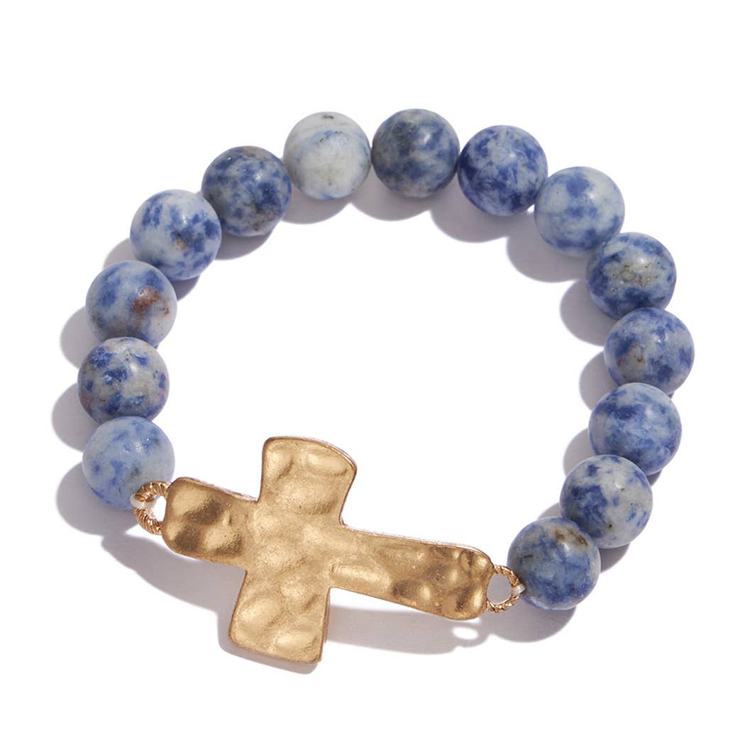 Mix Beads Hammered Cross Bracelet