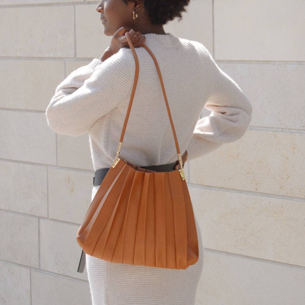 Carrie Tan Pleated Vegan Shoulder Bag