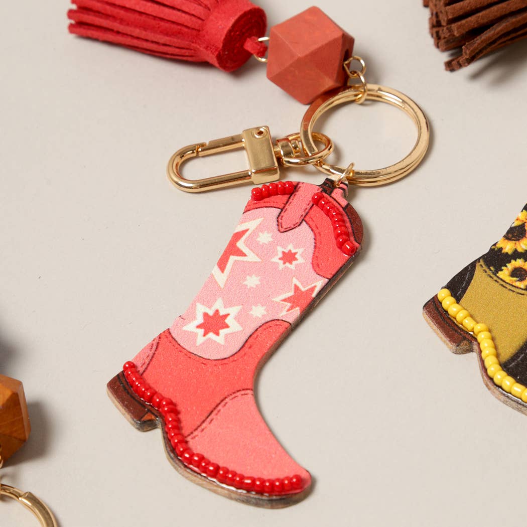 Cowboy Cowgirl Boot Keychain w/ Tassel