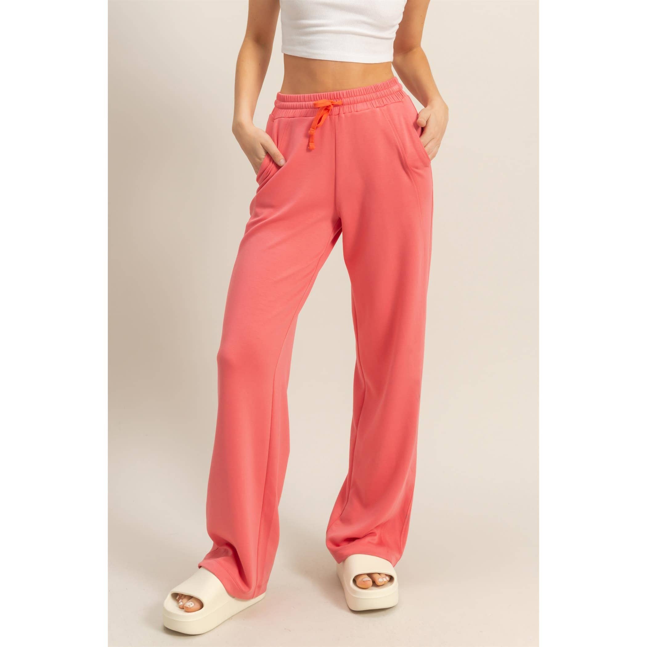 Gracie High-Waist Drawstring Straight-Cut Pants