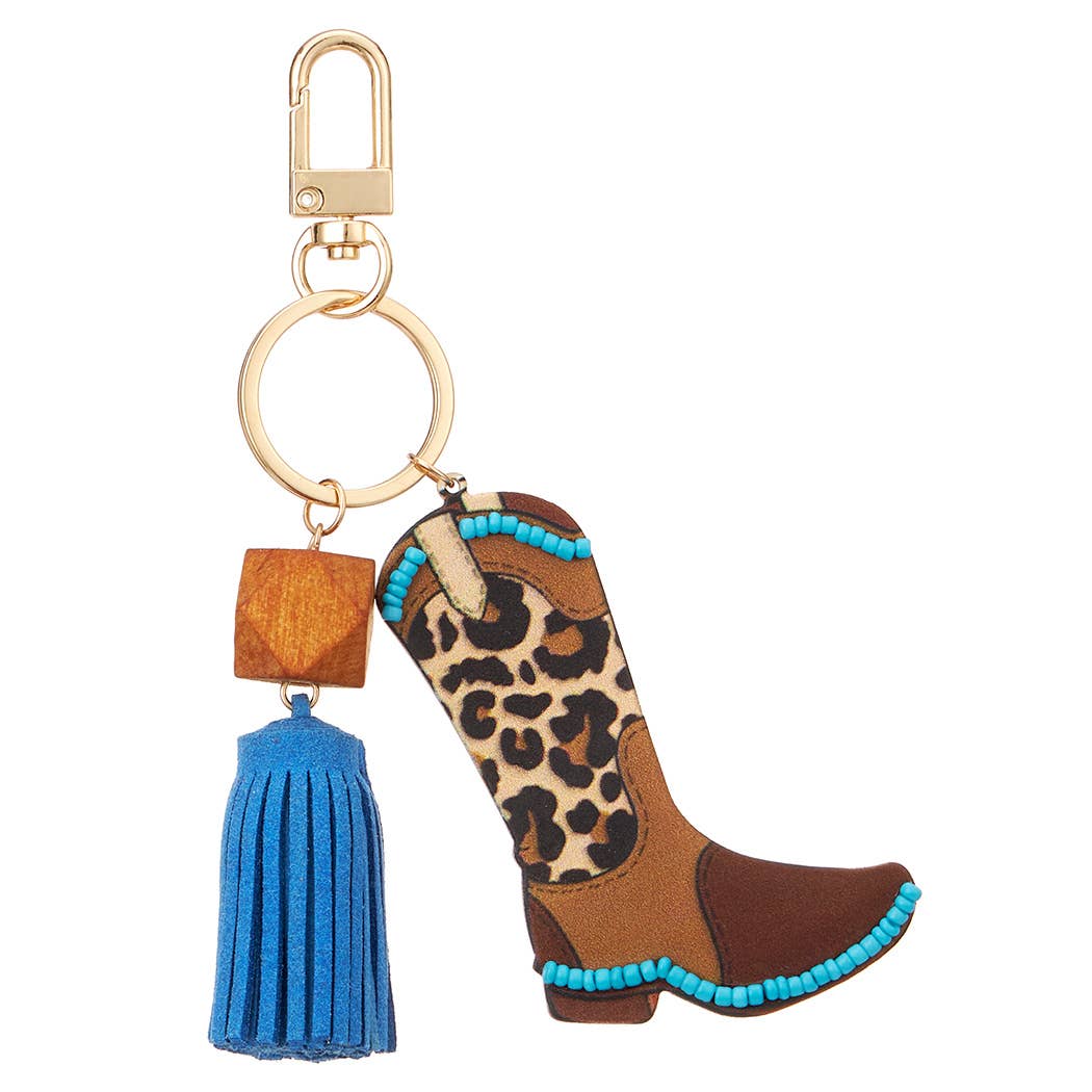 Cowboy Cowgirl Boot Keychain w/ Tassel