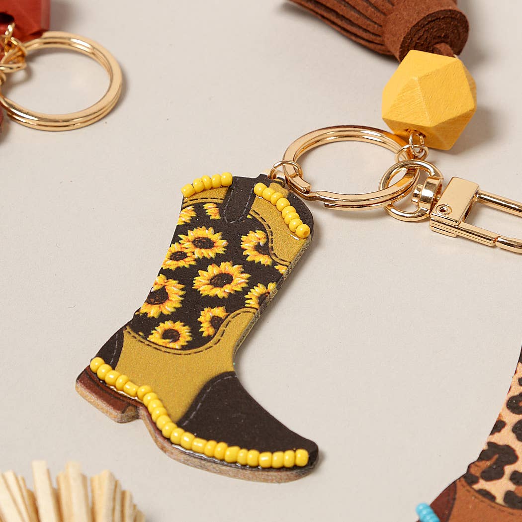 Cowboy Cowgirl Boot Keychain w/ Tassel