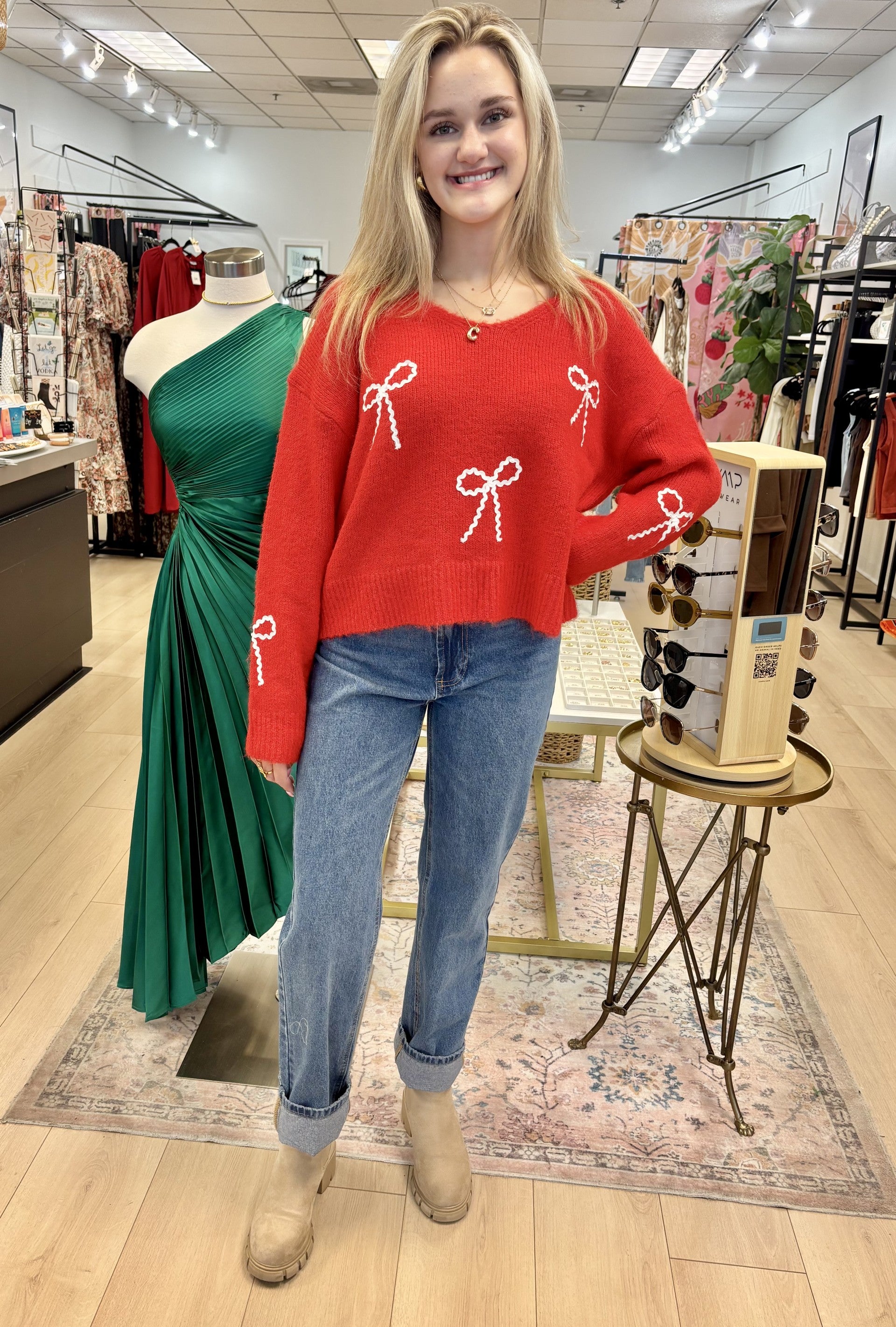 EMBELLISHED 'BOW' SWEATER