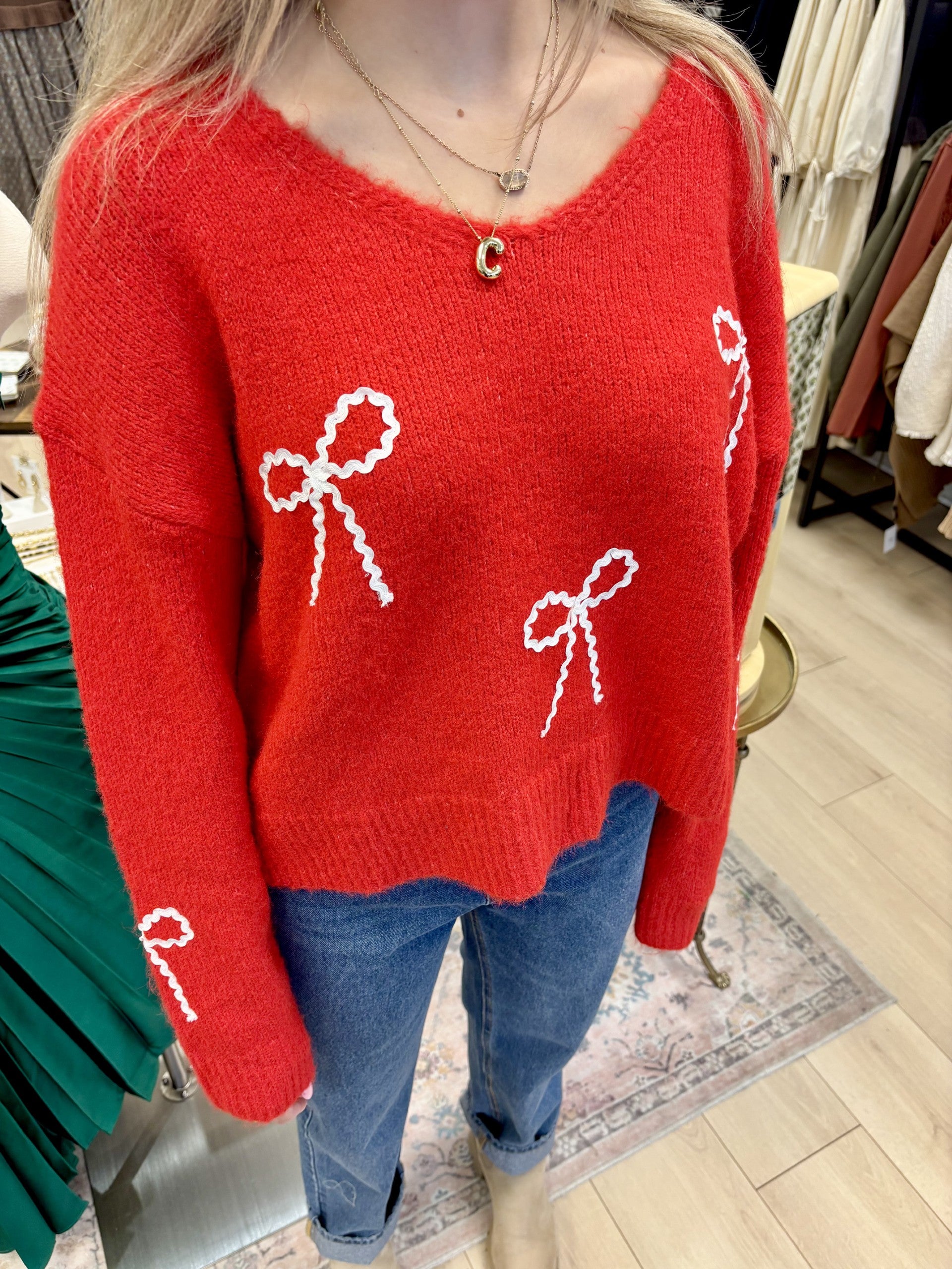 EMBELLISHED 'BOW' SWEATER