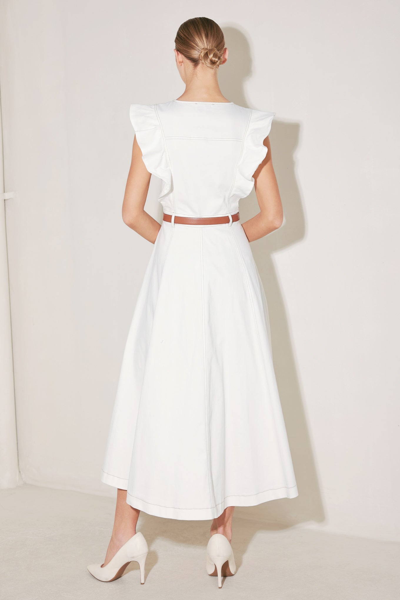 SOFT POWER STORY WOVEN MIDI DRESS