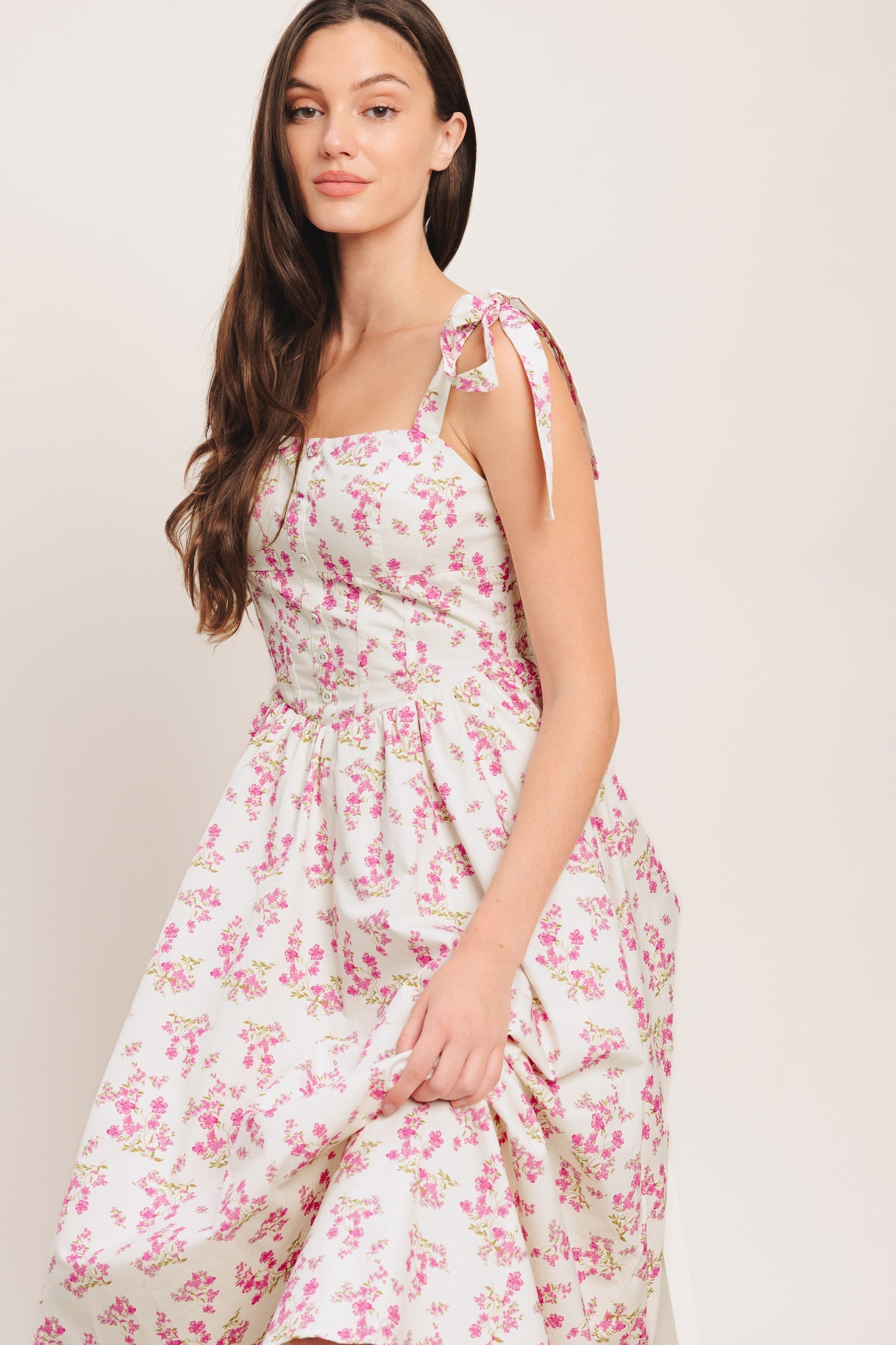 PETALS & PROMISES WOVEN MIDI DRESS