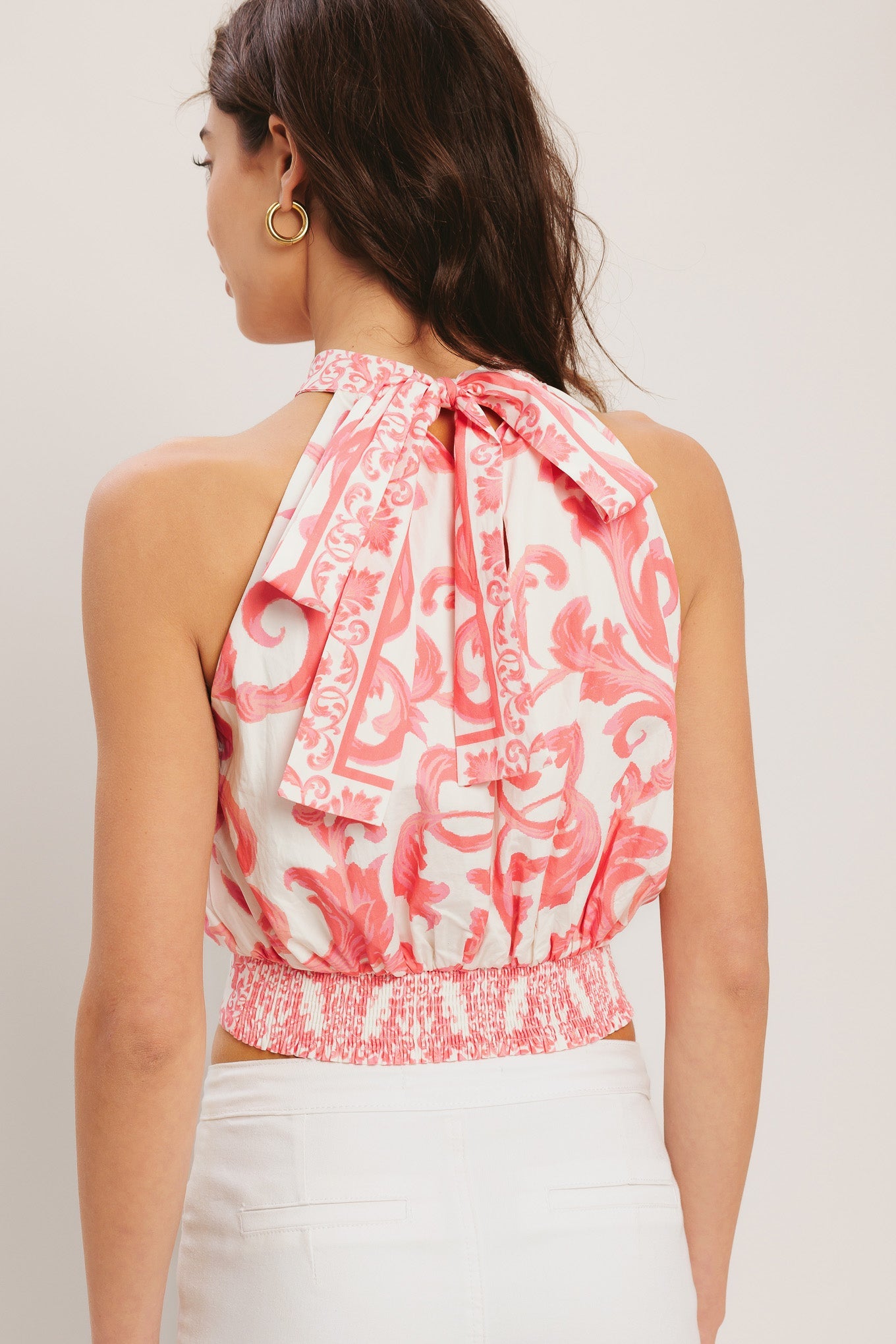 AMALFI SUNSET HALTER WOVEN TOP