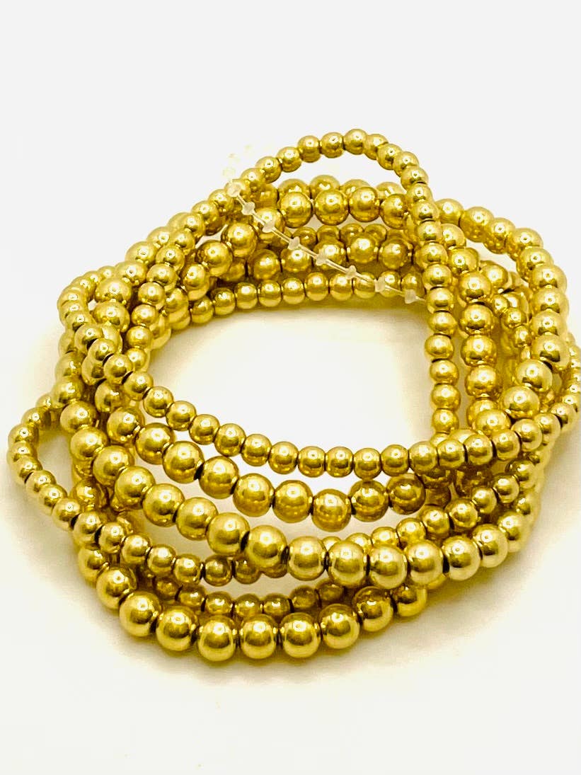 Gold 6-ROW Bead Bracelet Set