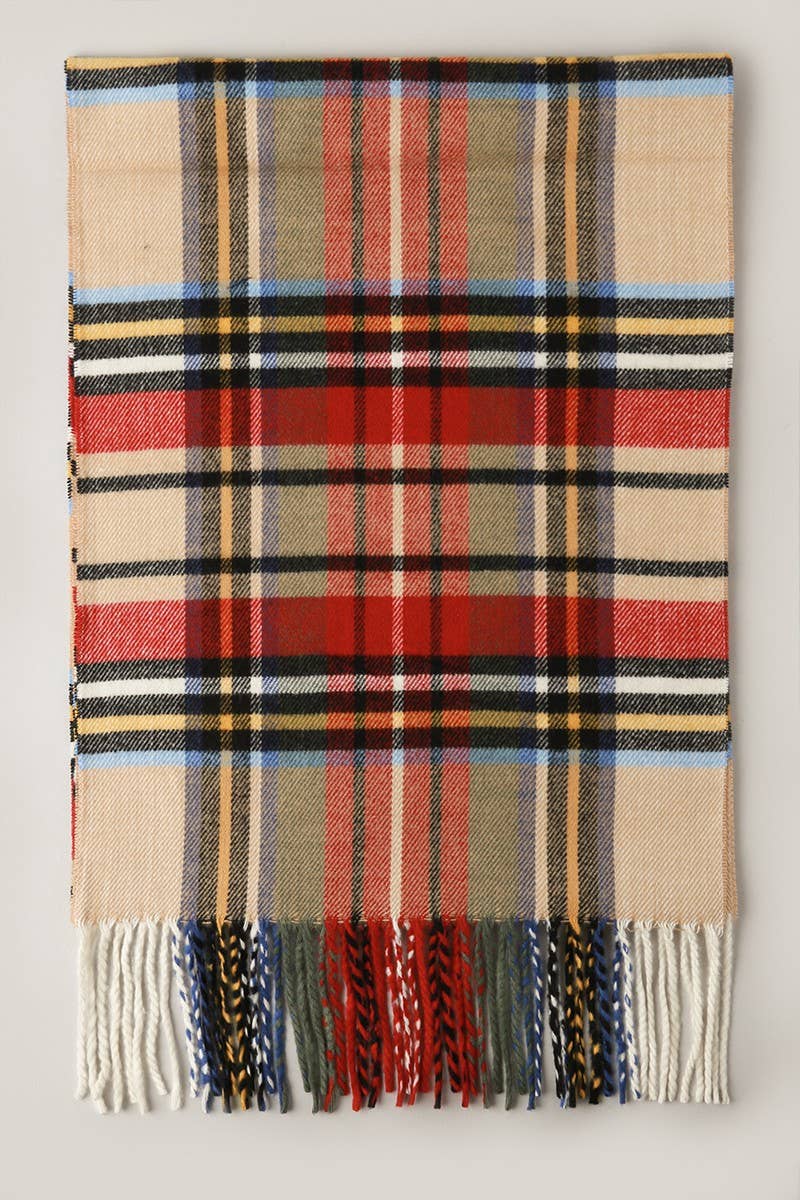 Giant Check Cashmere Feel Muffler Scarf