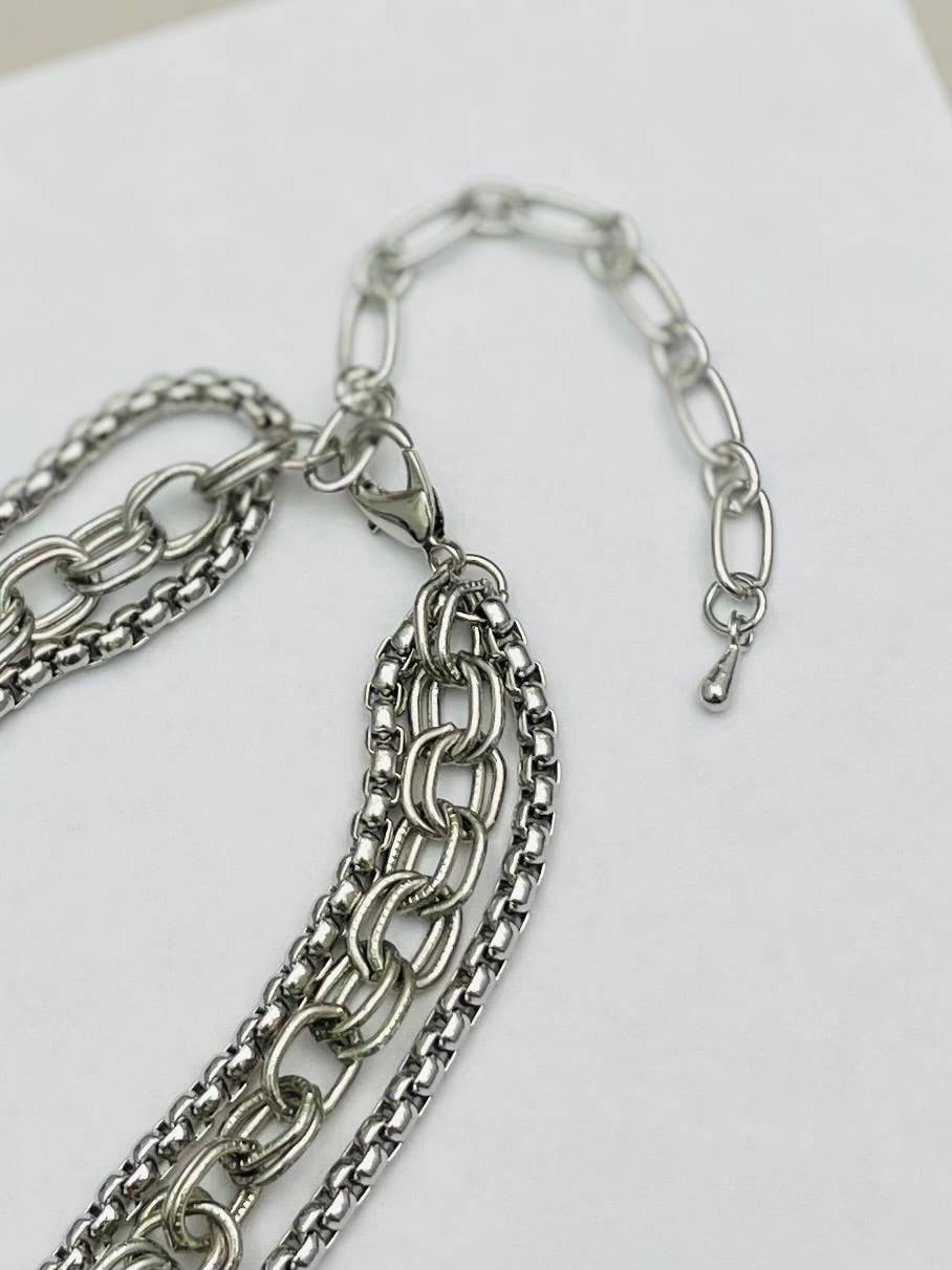 SILVER - Triple Layer Necklace (vintage silver)