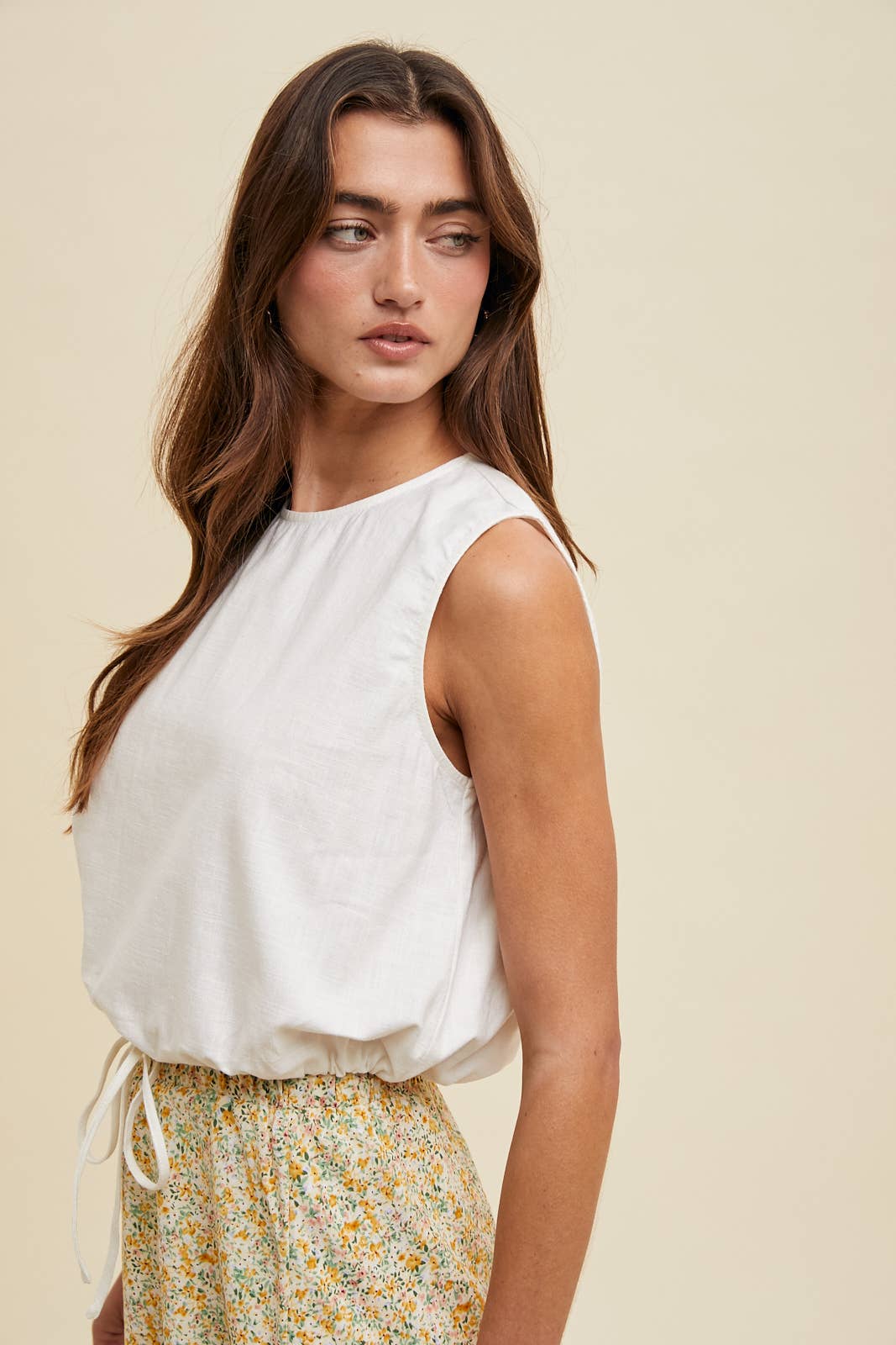 LINEN BUBBLE HEM TANK